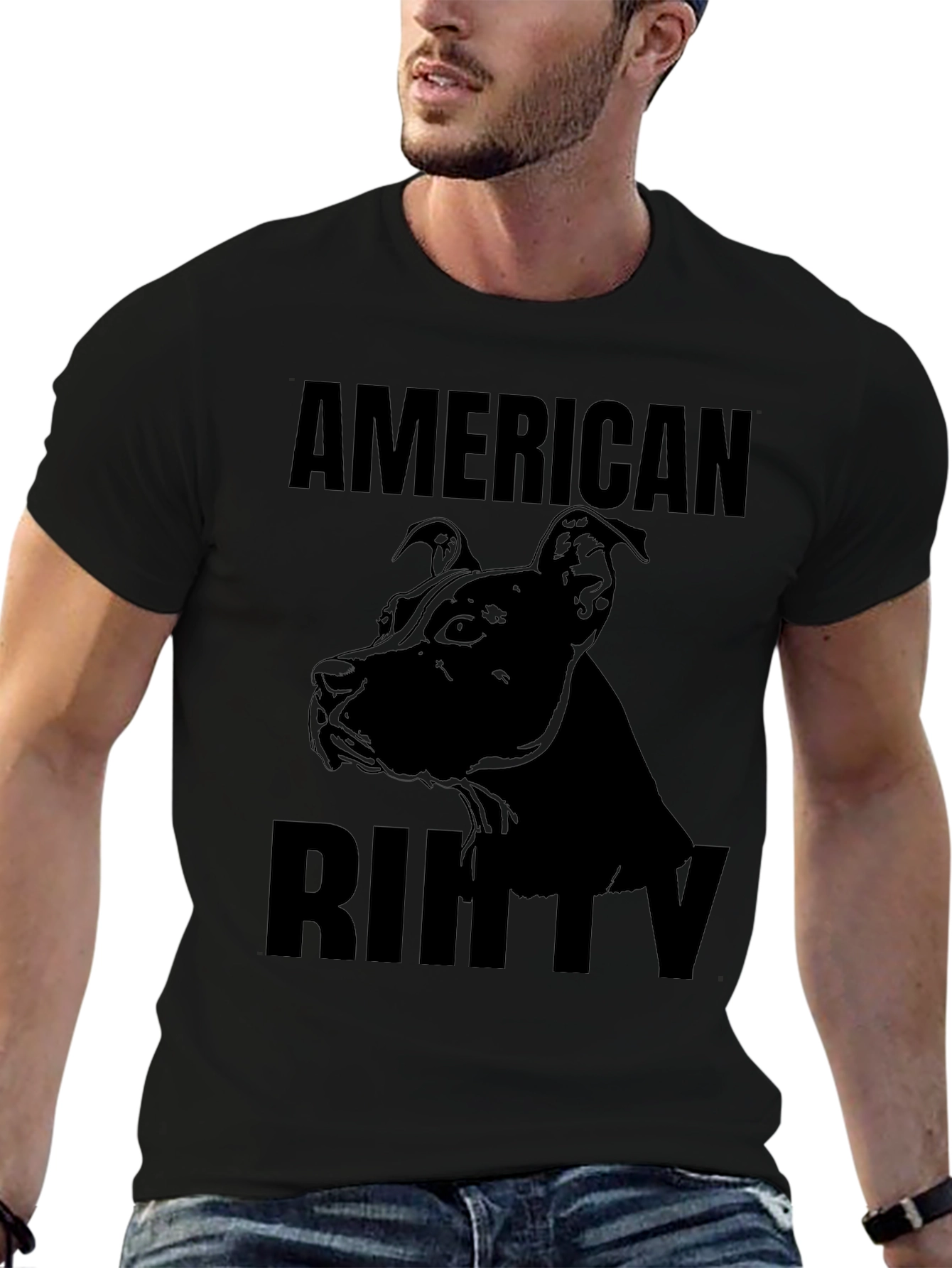 American Bully Dog Graphic Tee - Black Cotton T-Shirt