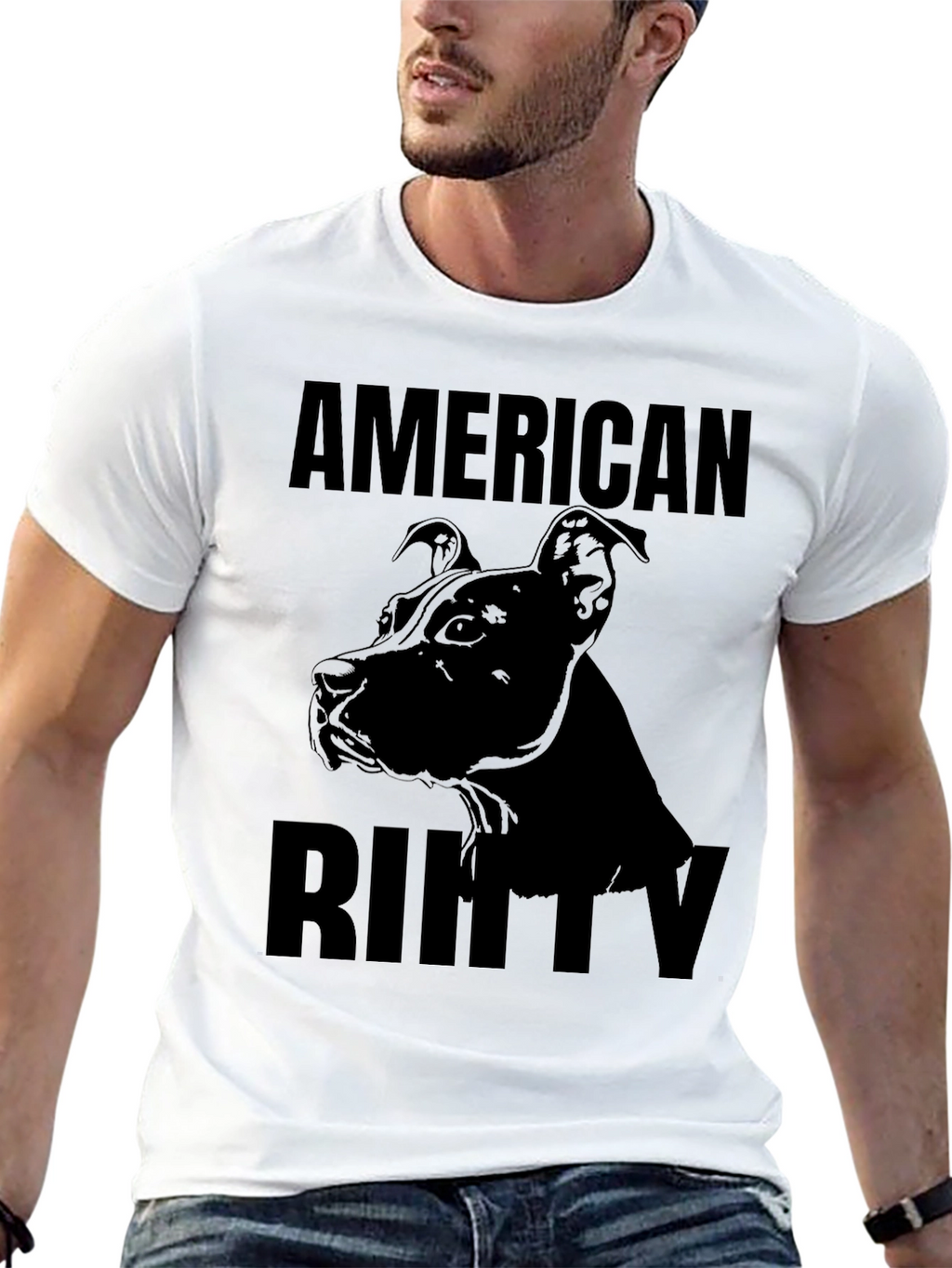 American Bully Dog Graphic Tee - Black Cotton T-Shirt