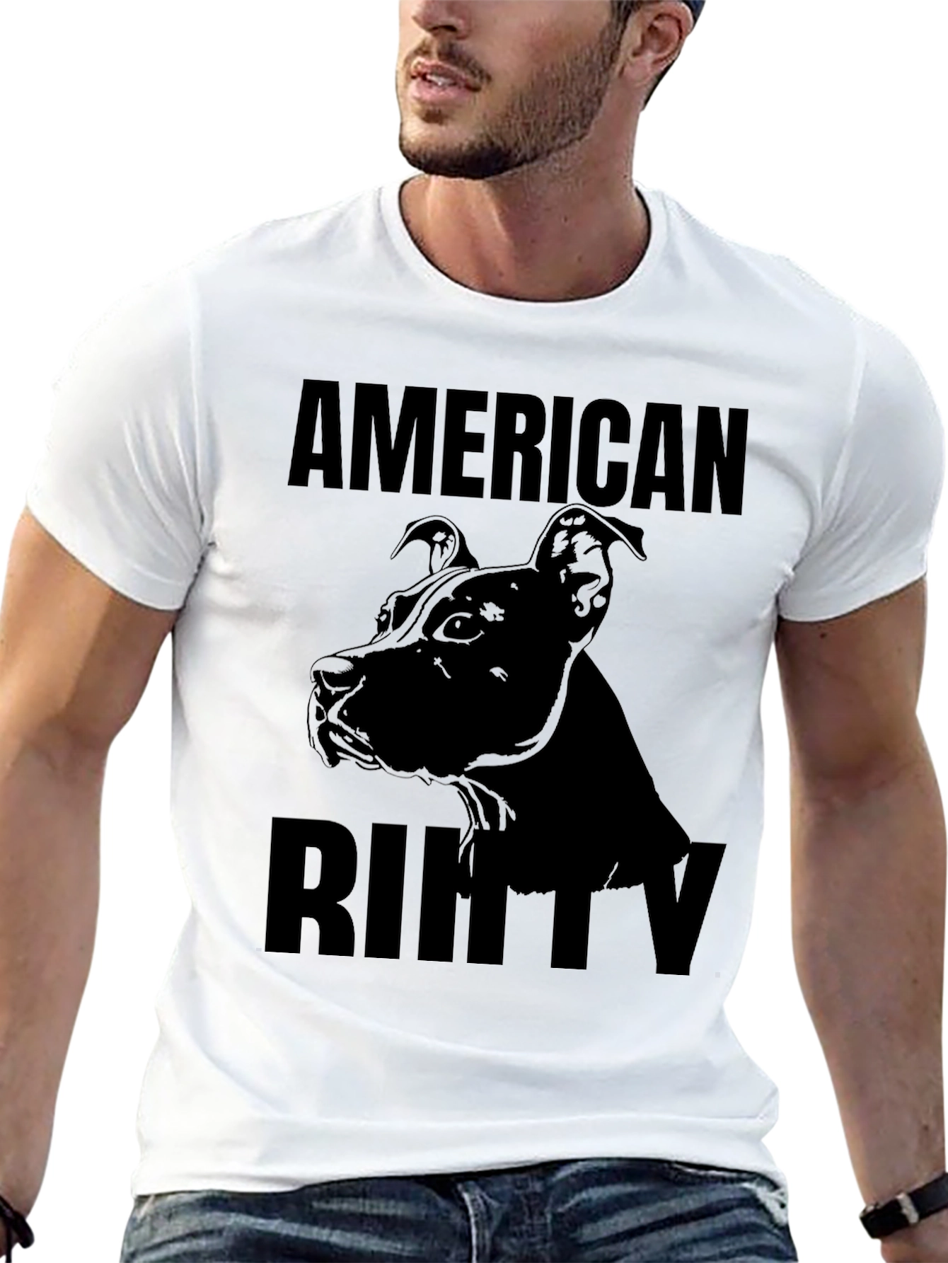 American Bully Dog Graphic Tee - Black Cotton T-Shirt