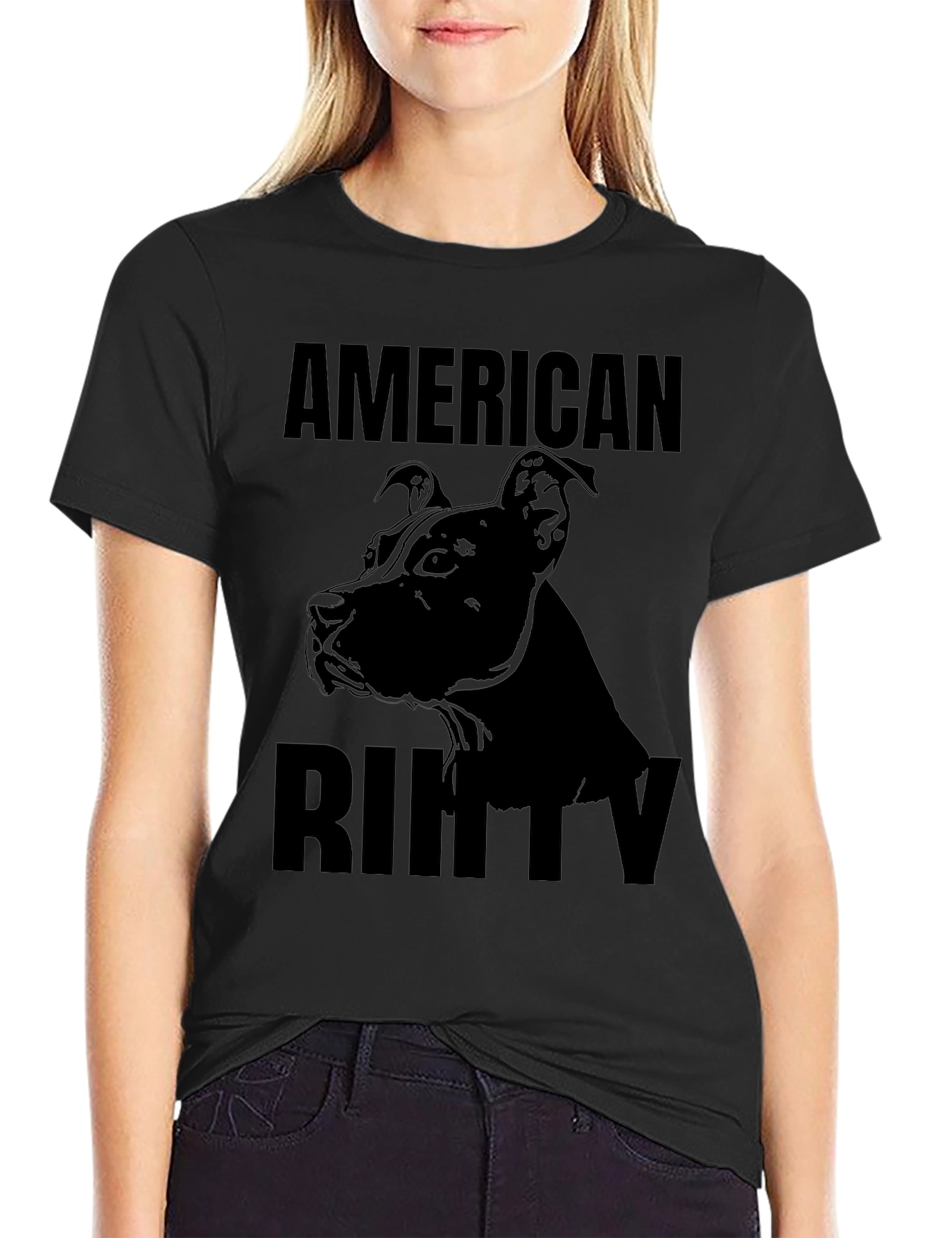 American Bully Dog Graphic Tee - Black Cotton T-Shirt