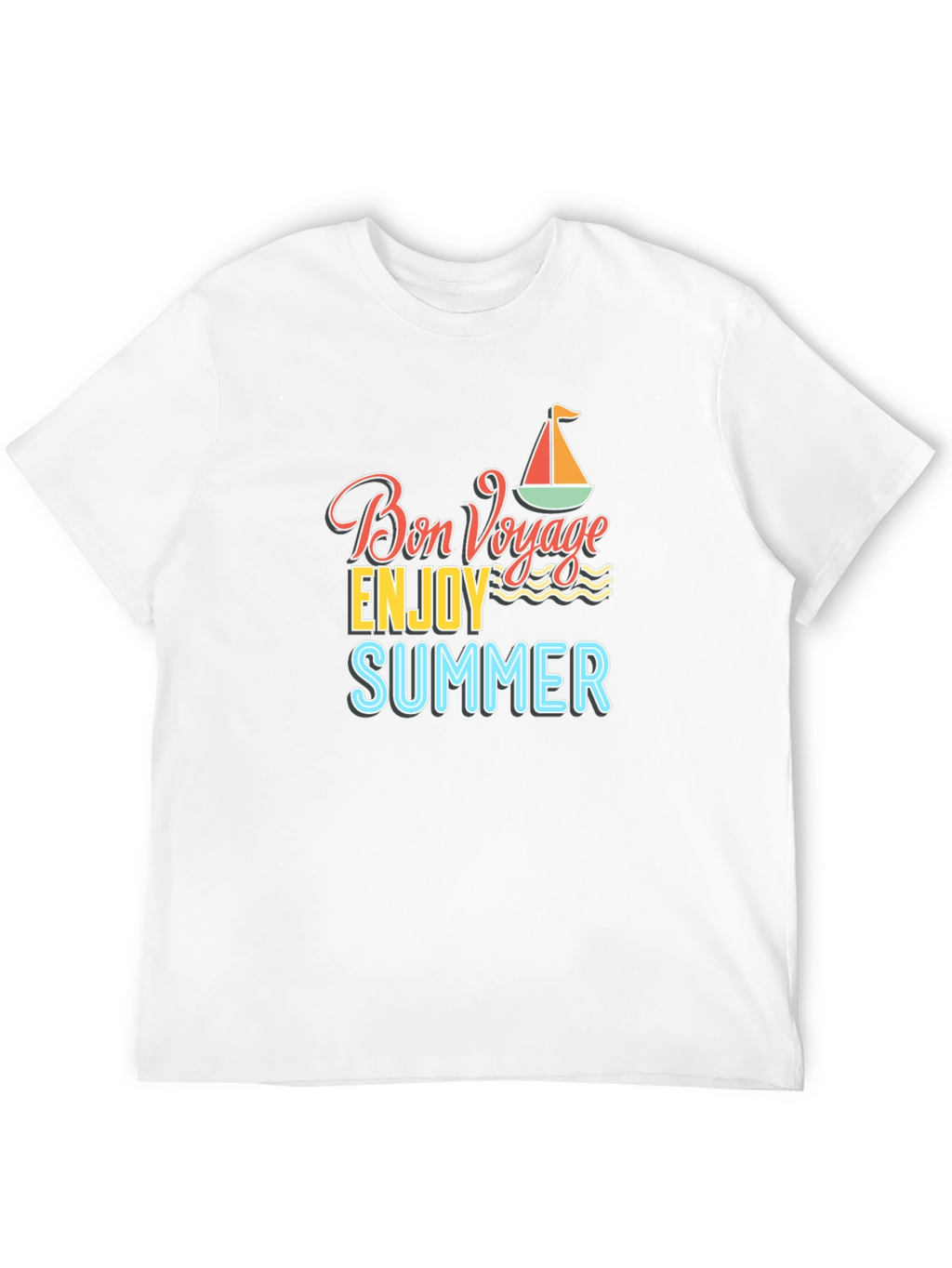Bon Voyage Summer Graphic Tee - Black Cotton T-Shirt