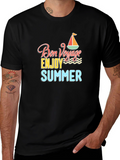 Bon Voyage Summer Graphic Tee - Black Cotton T-Shirt