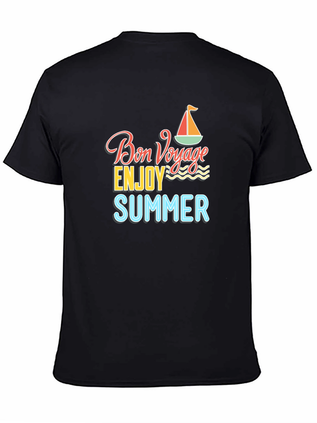 Bon Voyage Summer Graphic Tee - Black Cotton T-Shirt
