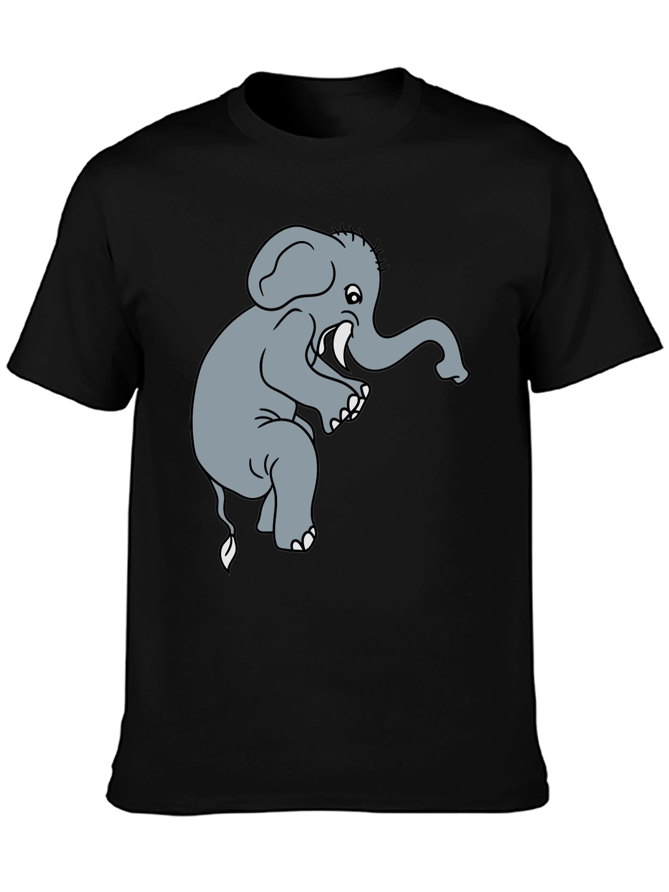 Elephant Graphic Tee - Black Cotton T-Shirt