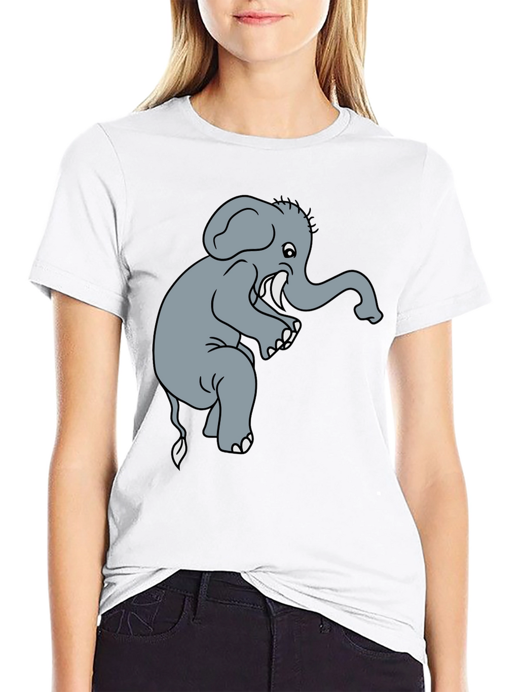Elephant Graphic Tee - Black Cotton T-Shirt