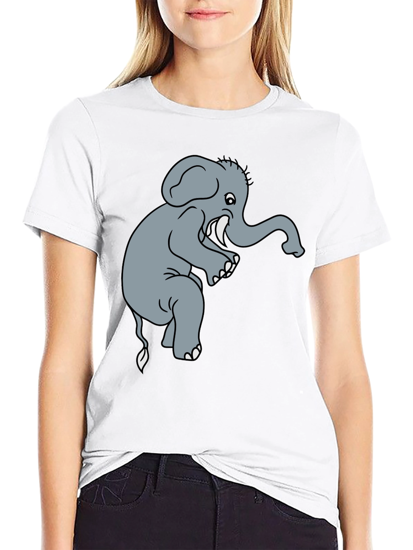 Elephant Graphic Tee - Black Cotton T-Shirt