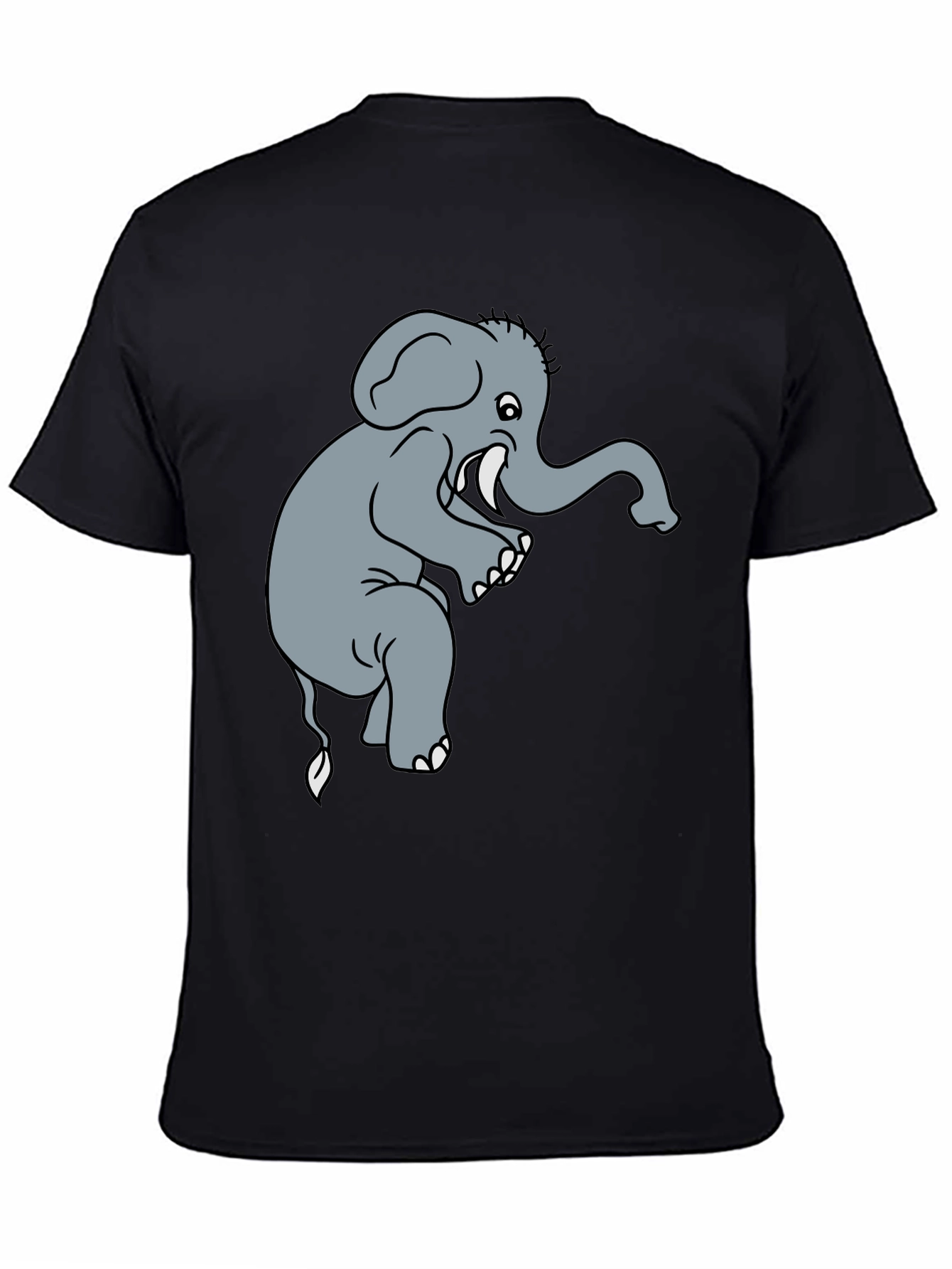 Elephant Graphic Tee - Black Cotton T-Shirt