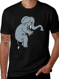 Elephant Graphic Tee - Black Cotton T-Shirt