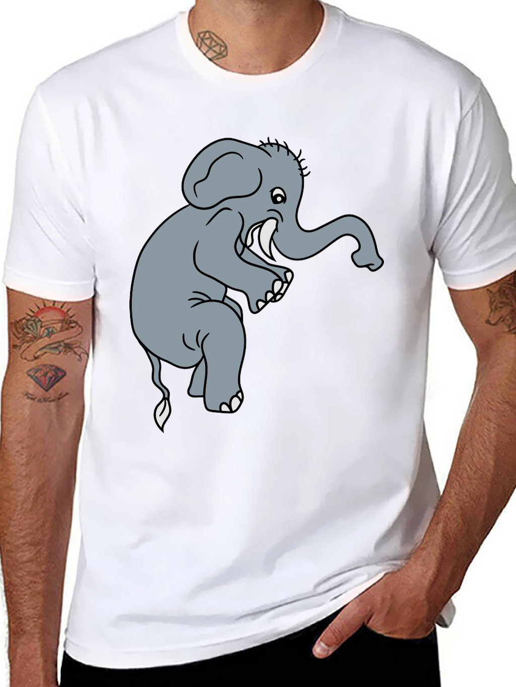 Elephant Graphic Tee - Black Cotton T-Shirt
