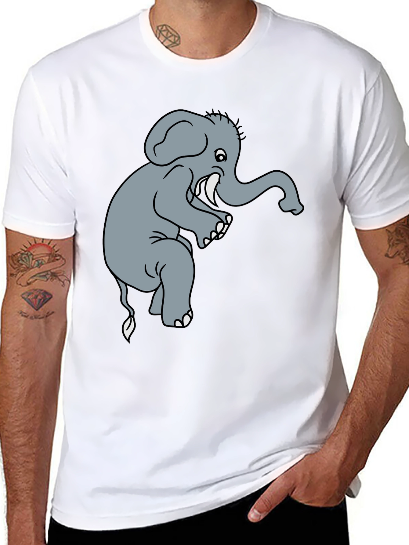Elephant Graphic Tee - Black Cotton T-Shirt