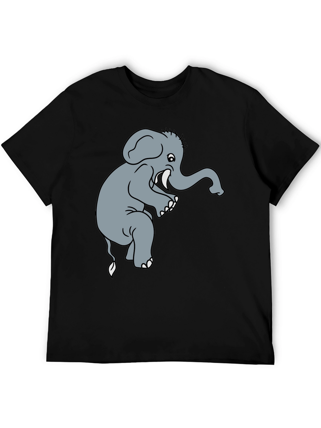 Elephant Graphic Tee - Black Cotton T-Shirt