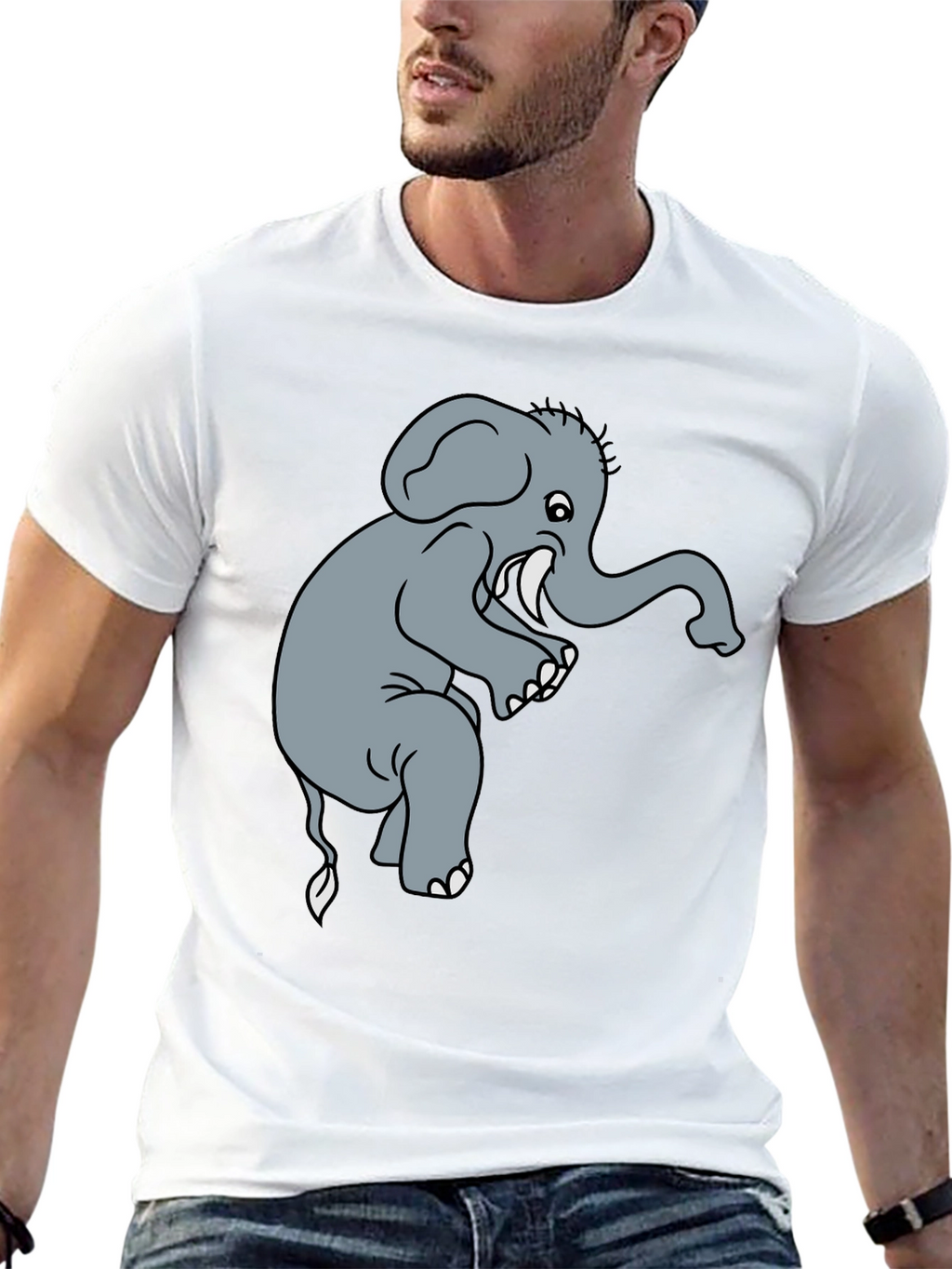 Elephant Graphic Tee - Black Cotton T-Shirt