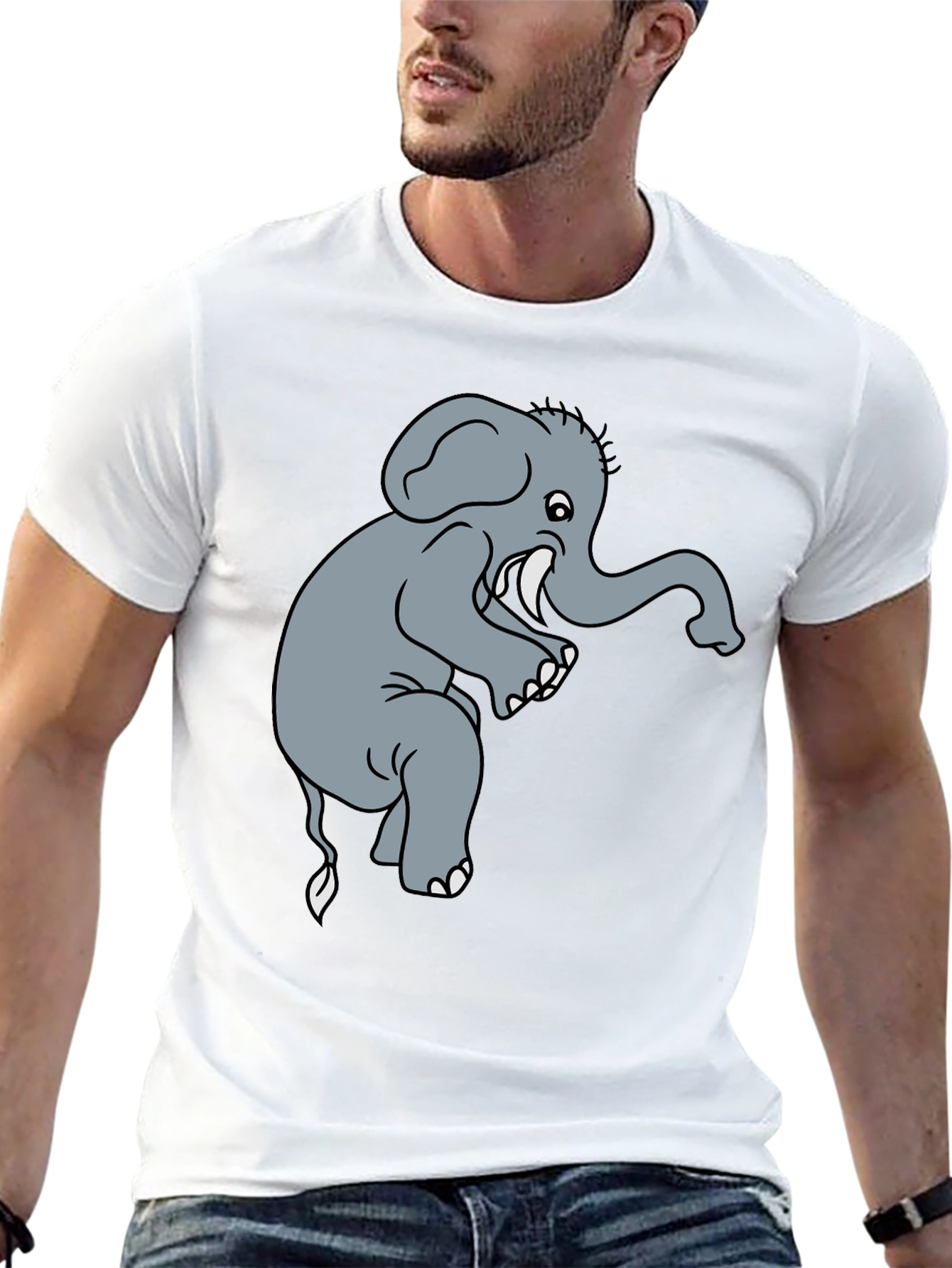 Elephant Graphic Tee - Black Cotton T-Shirt