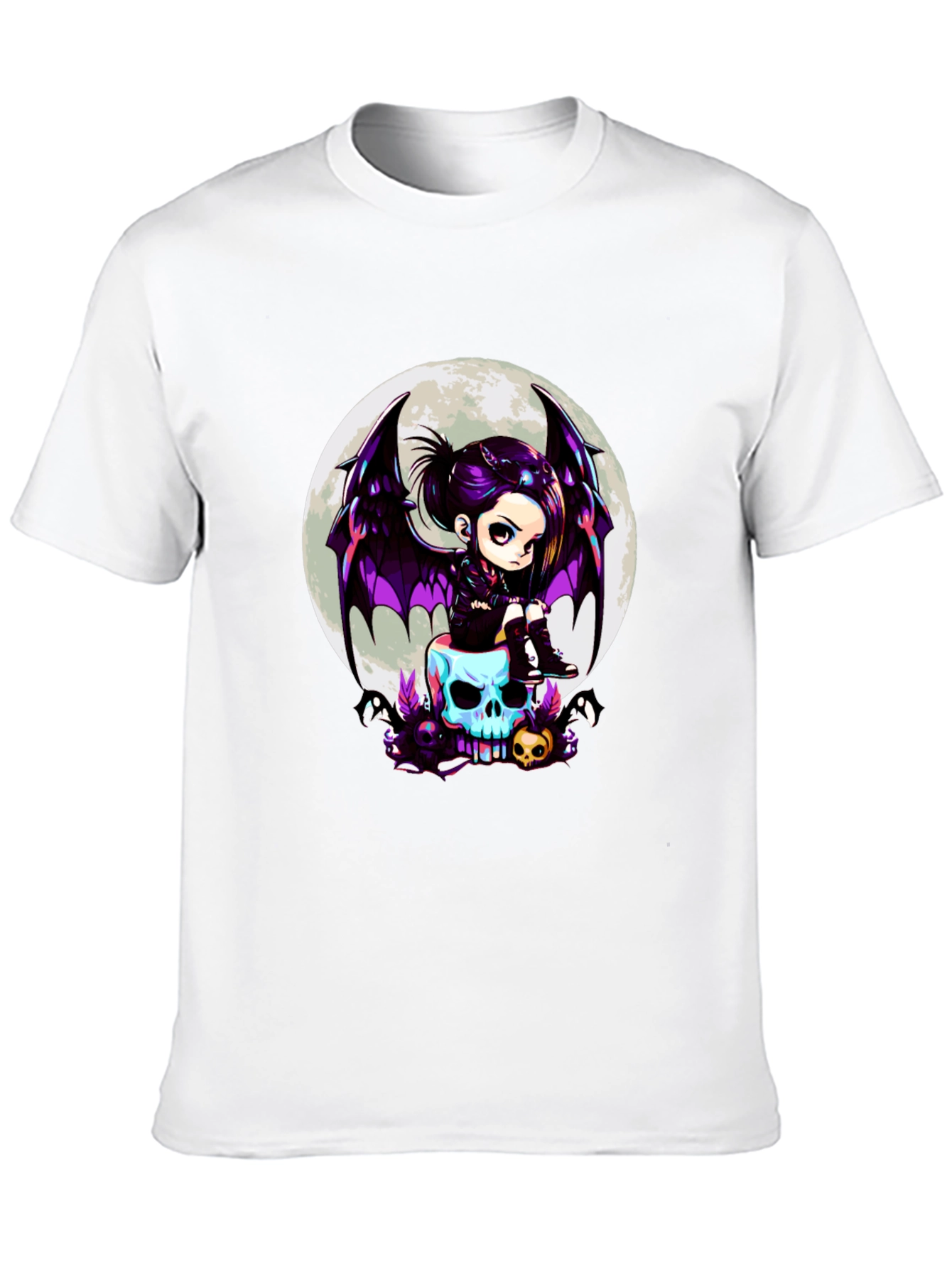 Gothic Girl on Skull T-Shirt - Halloween Tee