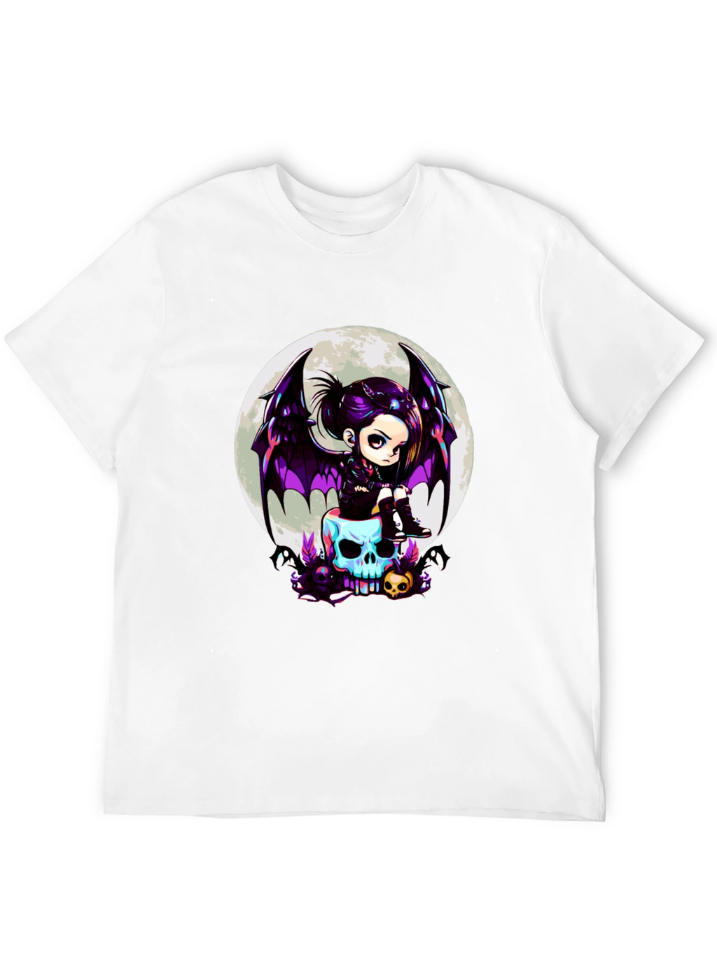 Gothic Girl on Skull T-Shirt - Halloween Tee
