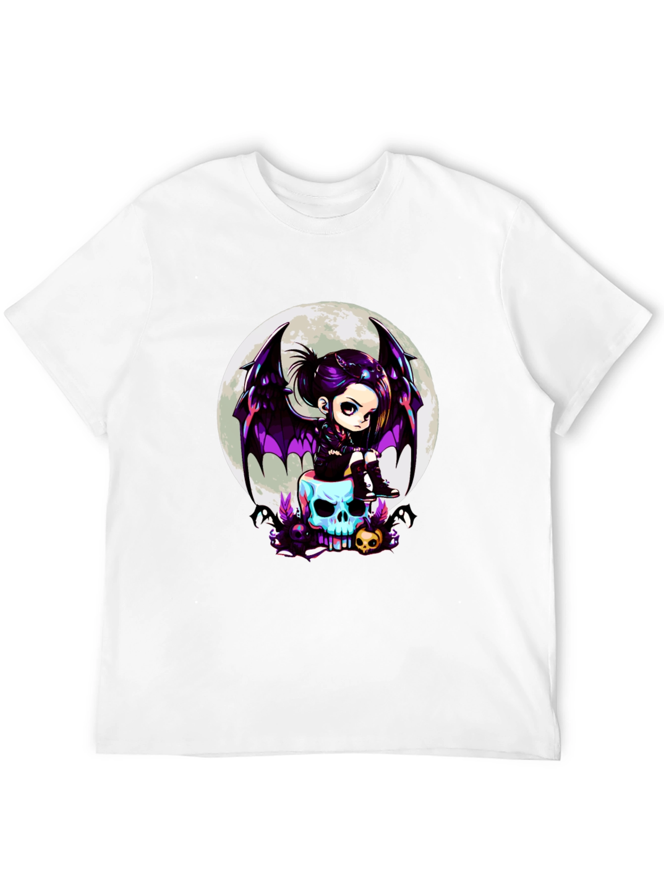 Gothic Girl on Skull T-Shirt - Halloween Tee