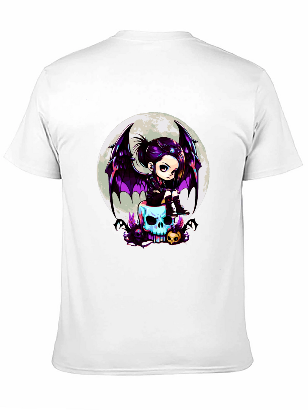 Gothic Girl on Skull T-Shirt - Halloween Tee