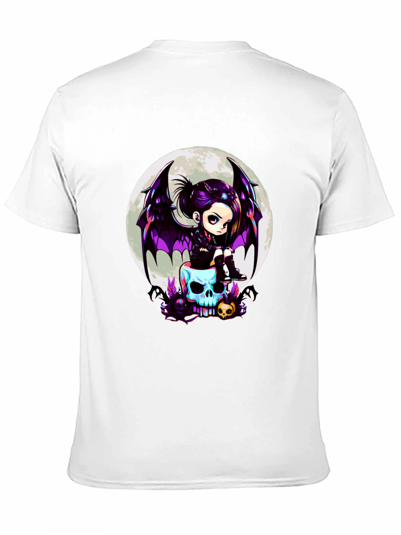 Gothic Girl on Skull T-Shirt - Halloween Tee