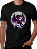 Gothic Girl on Skull T-Shirt - Halloween Tee