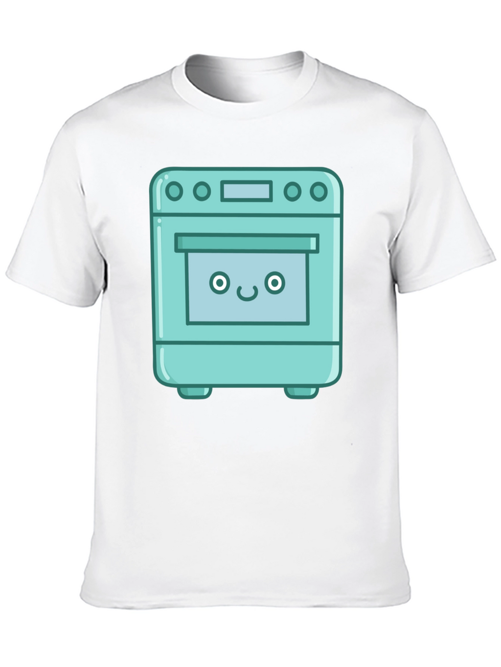 Cute Oven Cartoon Graphic T-Shirt - Black