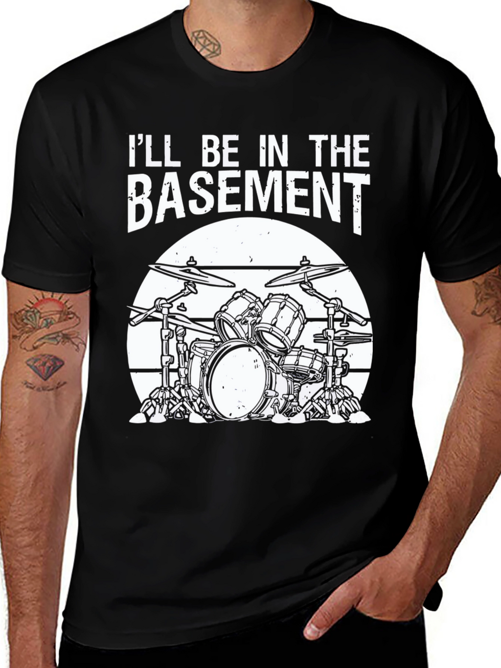 Ill Be In The Basement Drum Set T-Shirt