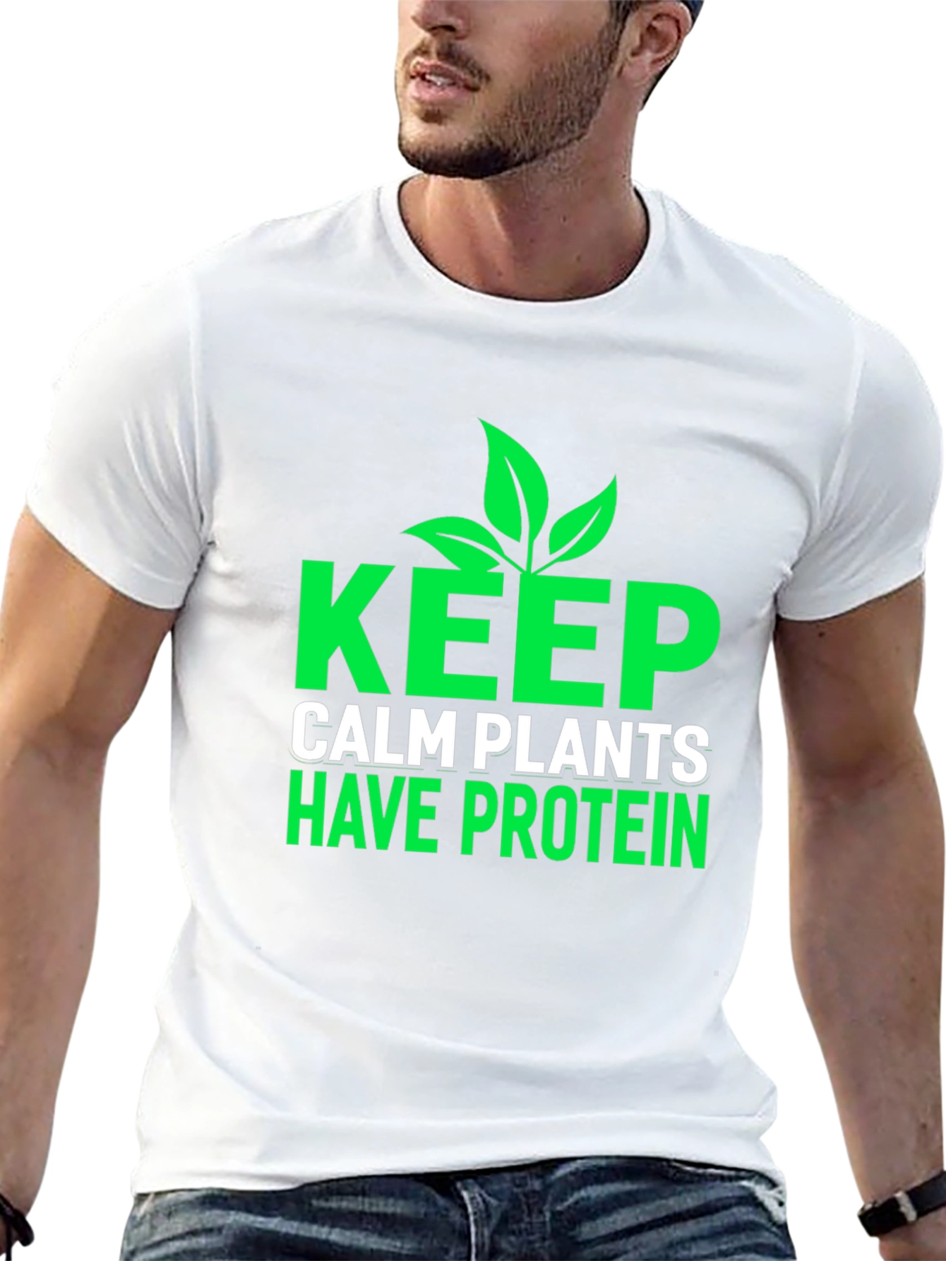 Keep Calm Plants Have Protein T-Shirt - Vegan Friendly