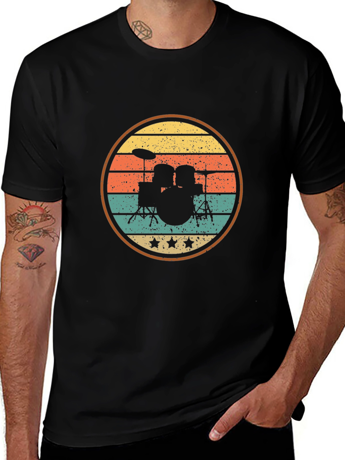 Vintage Drummer Sunset T-Shirt - Retro Style