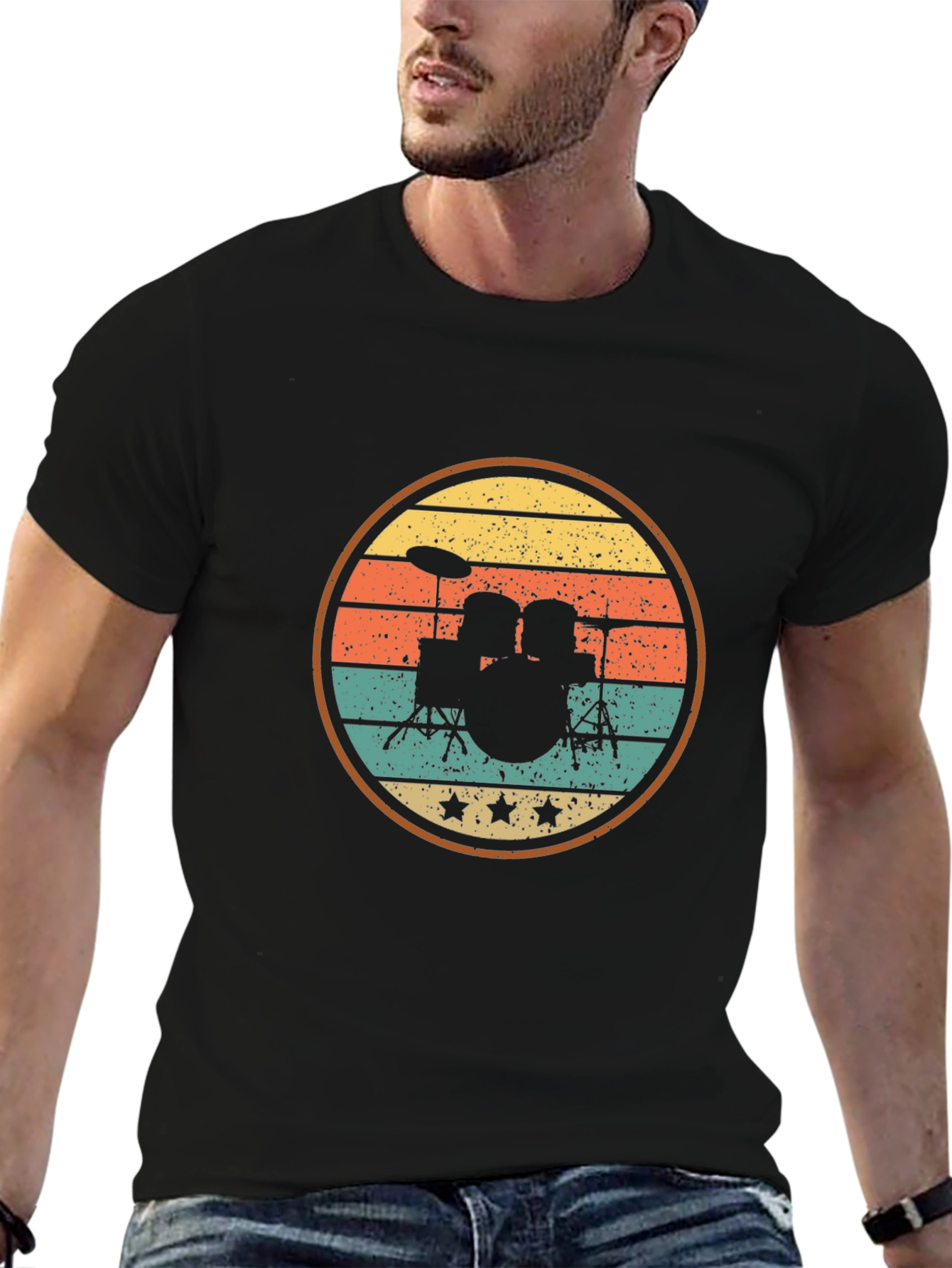 Vintage Drummer Sunset T-Shirt - Retro Style