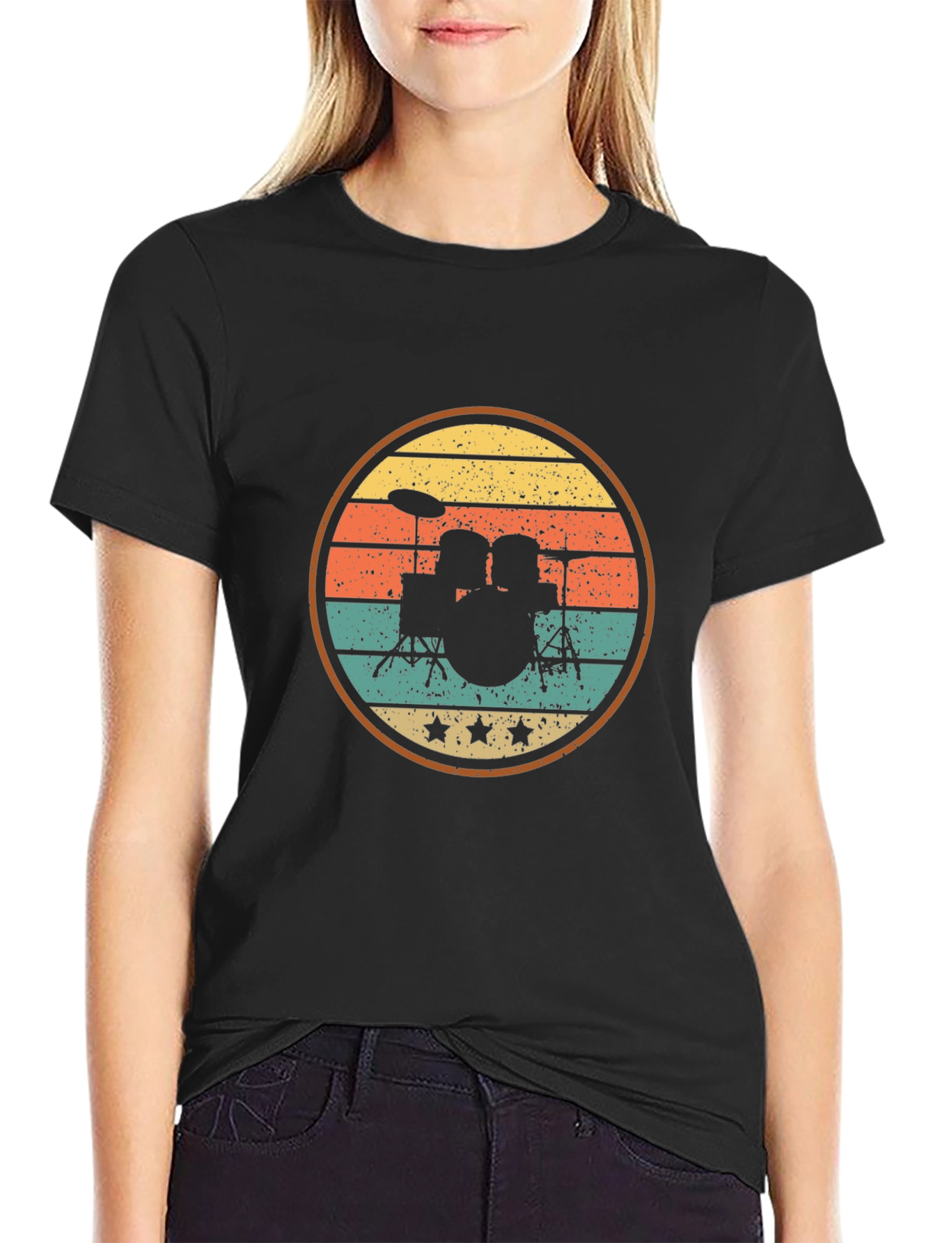 Vintage Drummer Sunset T-Shirt - Retro Style