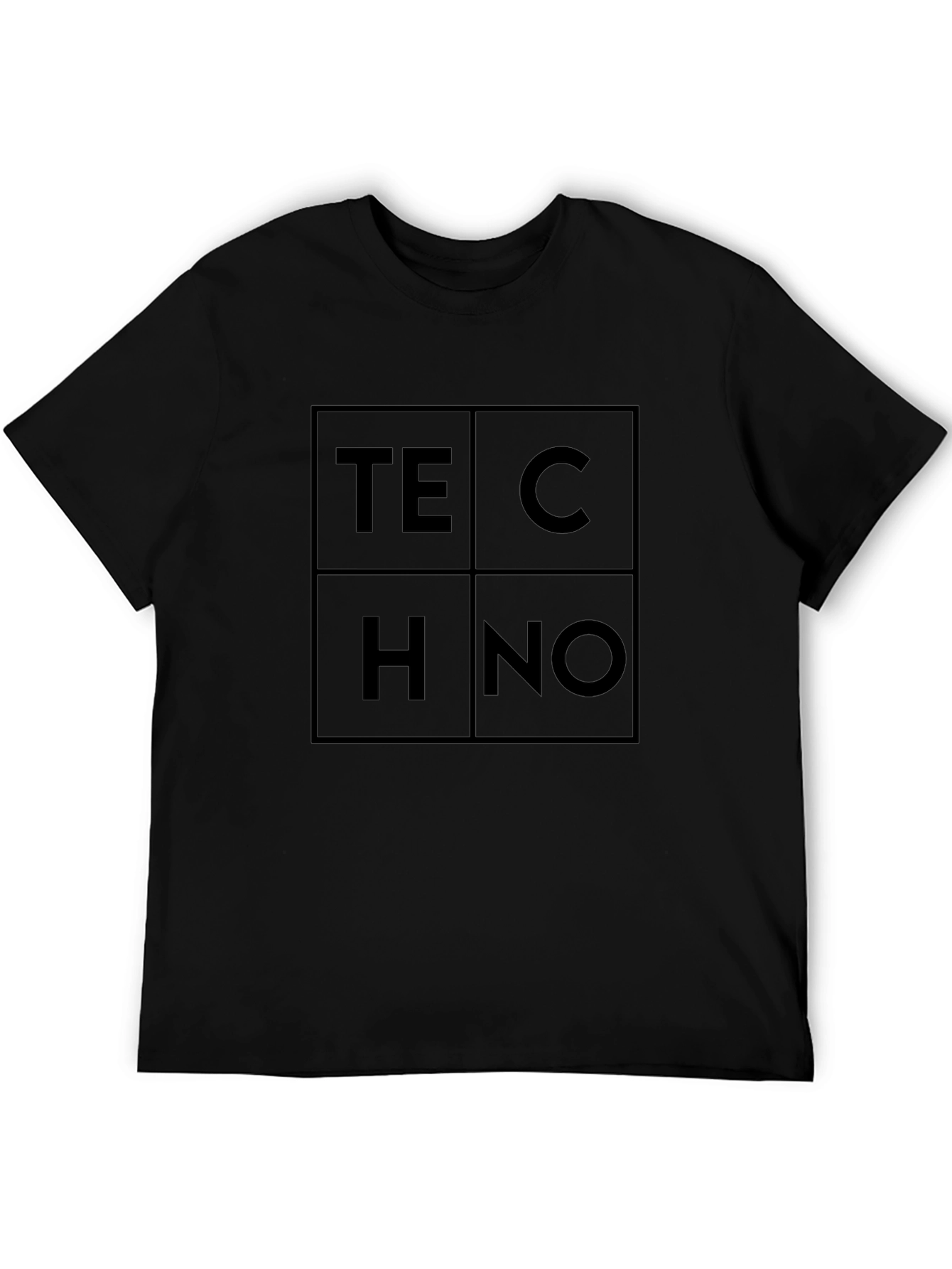 Techno Graphic Tee - Modern Geometric Black T-Shirt