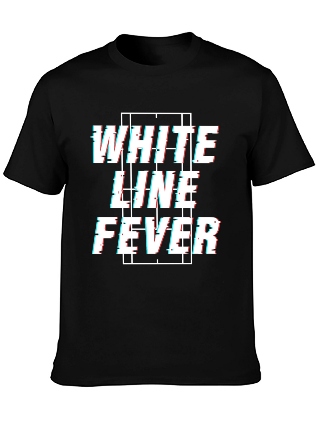White Line Fever Glitch Style Graphic Tee