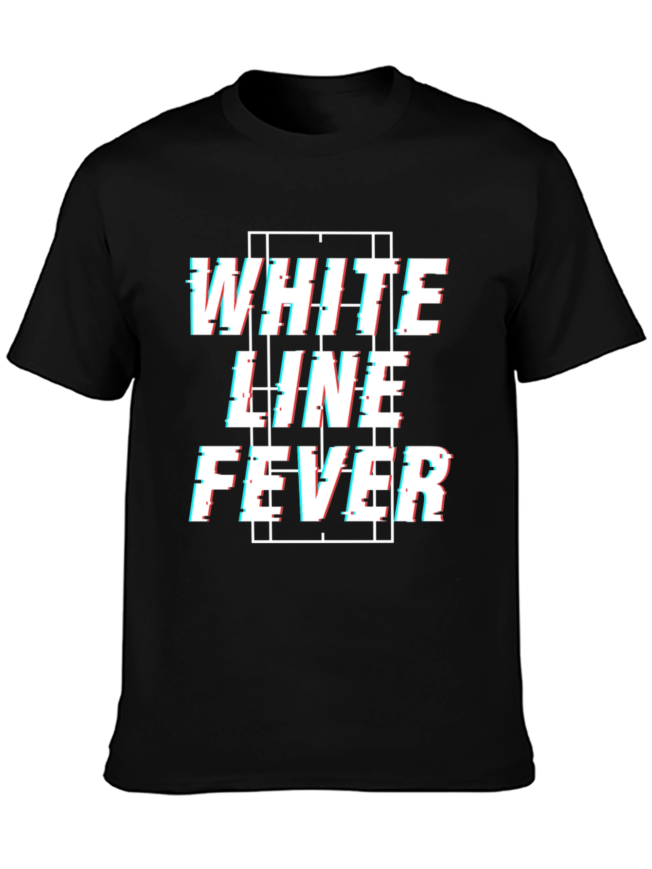 White Line Fever Glitch Style Graphic Tee