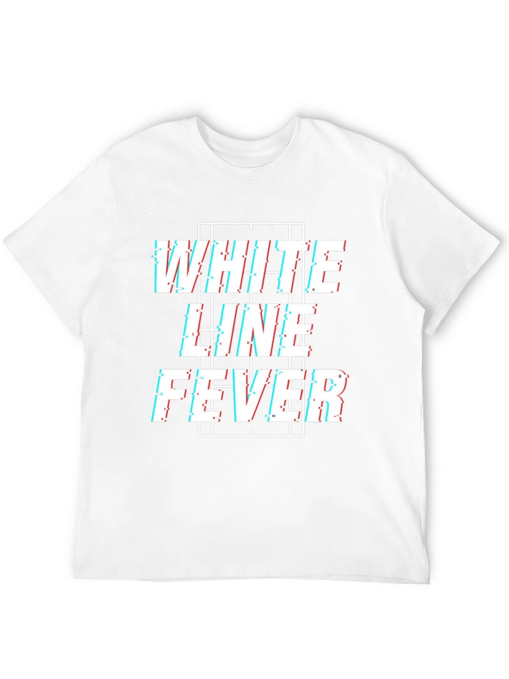 White Line Fever Glitch Style Graphic Tee