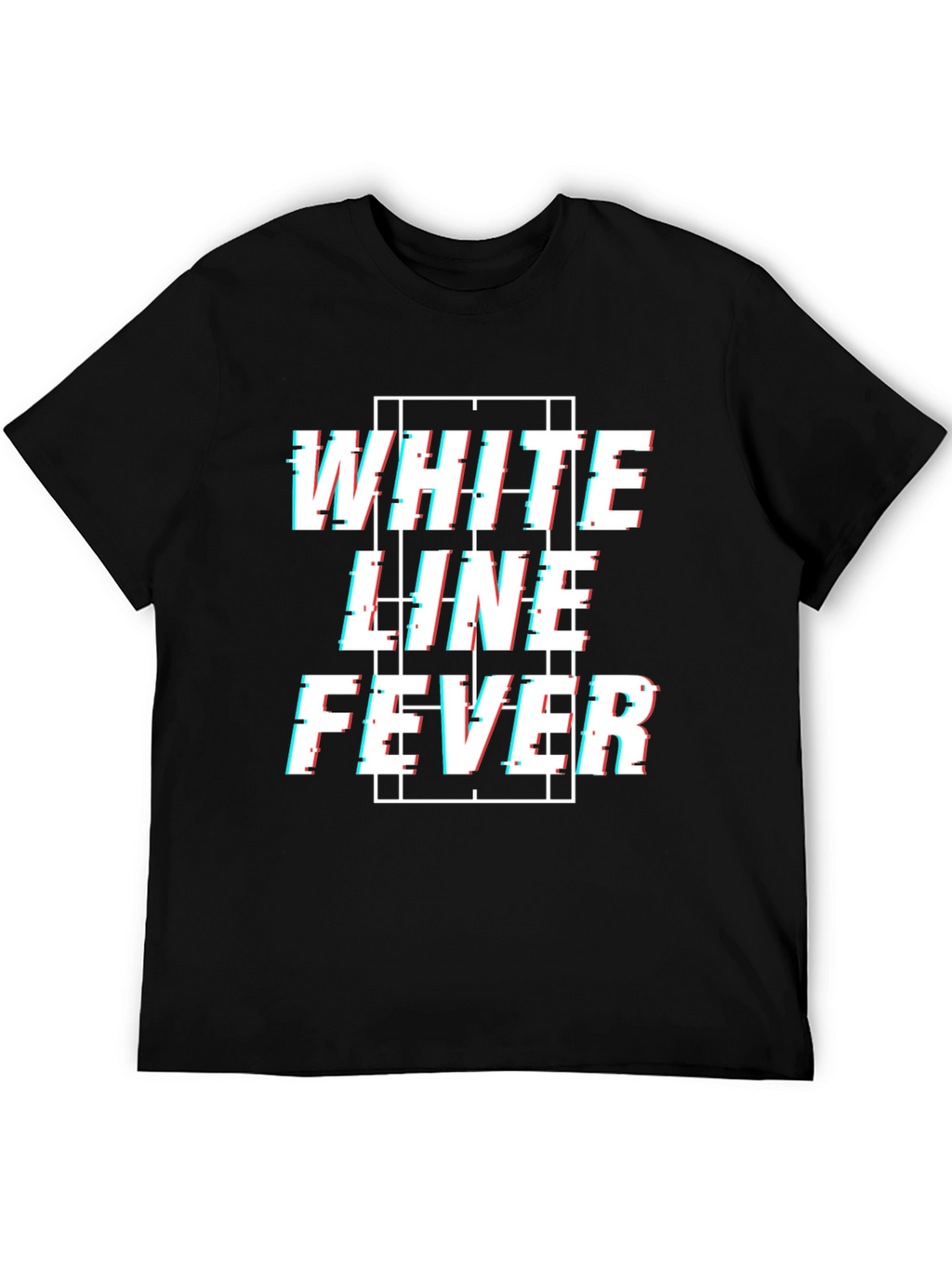 White Line Fever Glitch Style Graphic Tee
