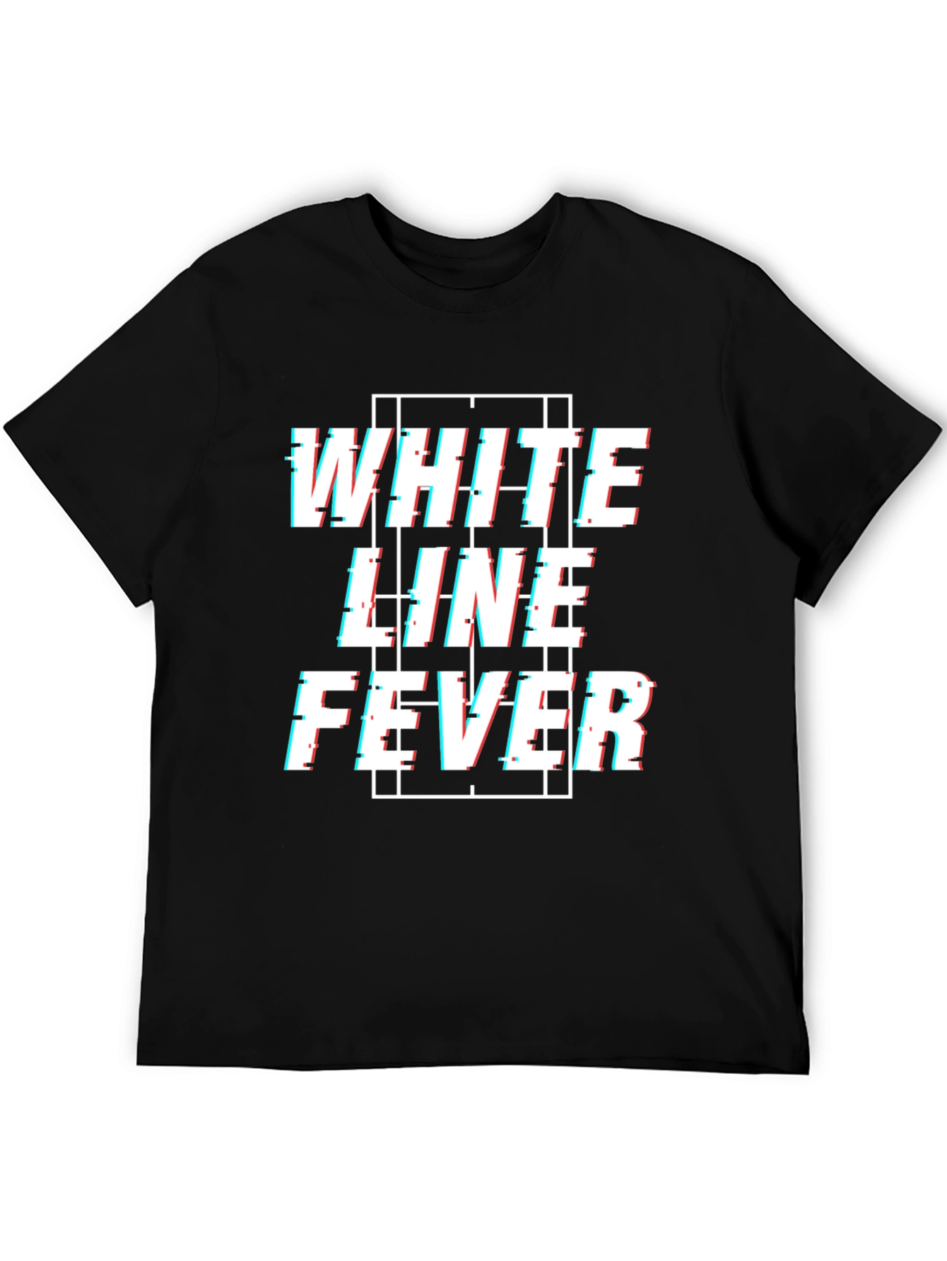 White Line Fever Glitch Style Graphic Tee