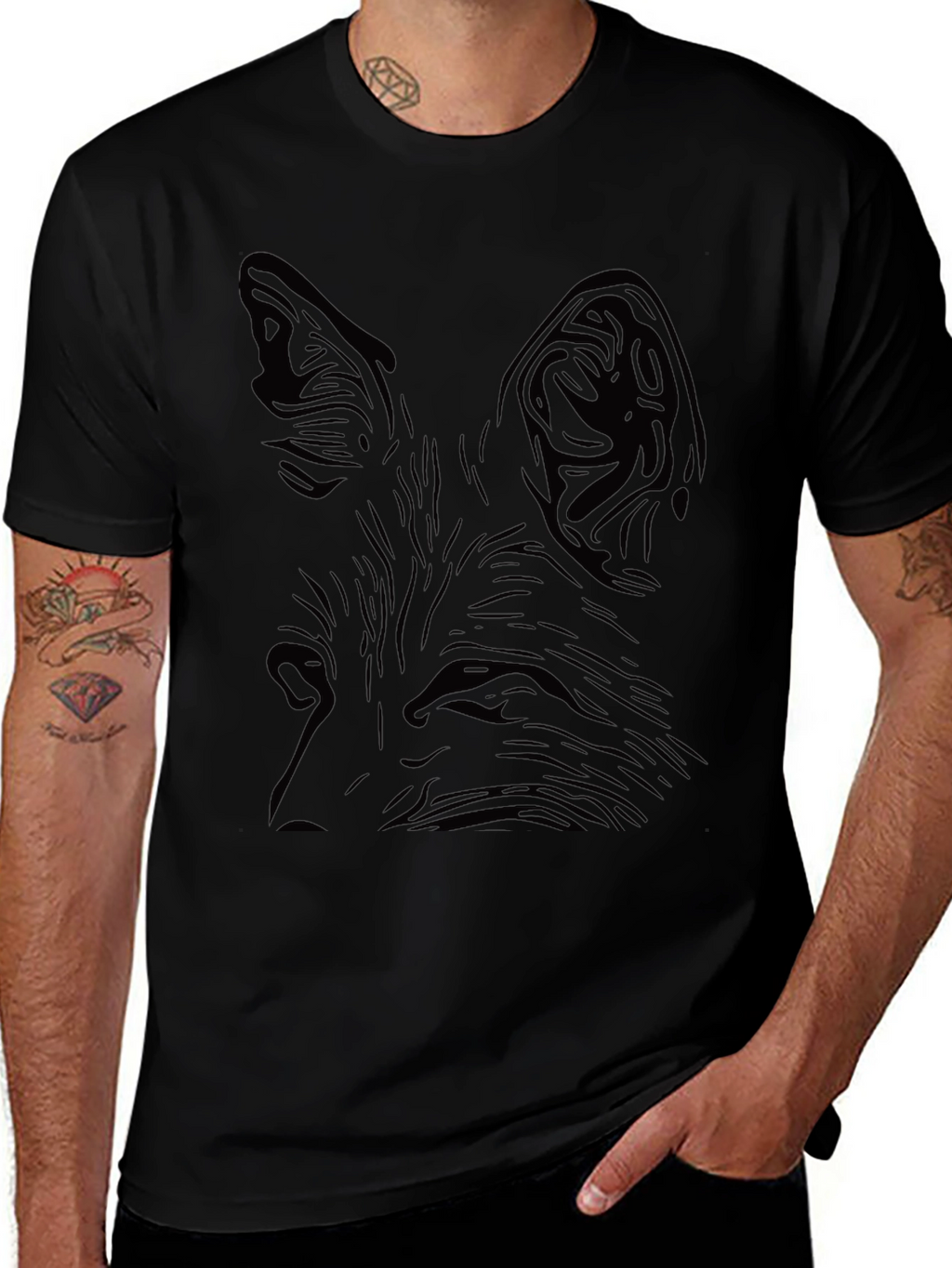 Mens Black Fox Graphic Print T-Shirt