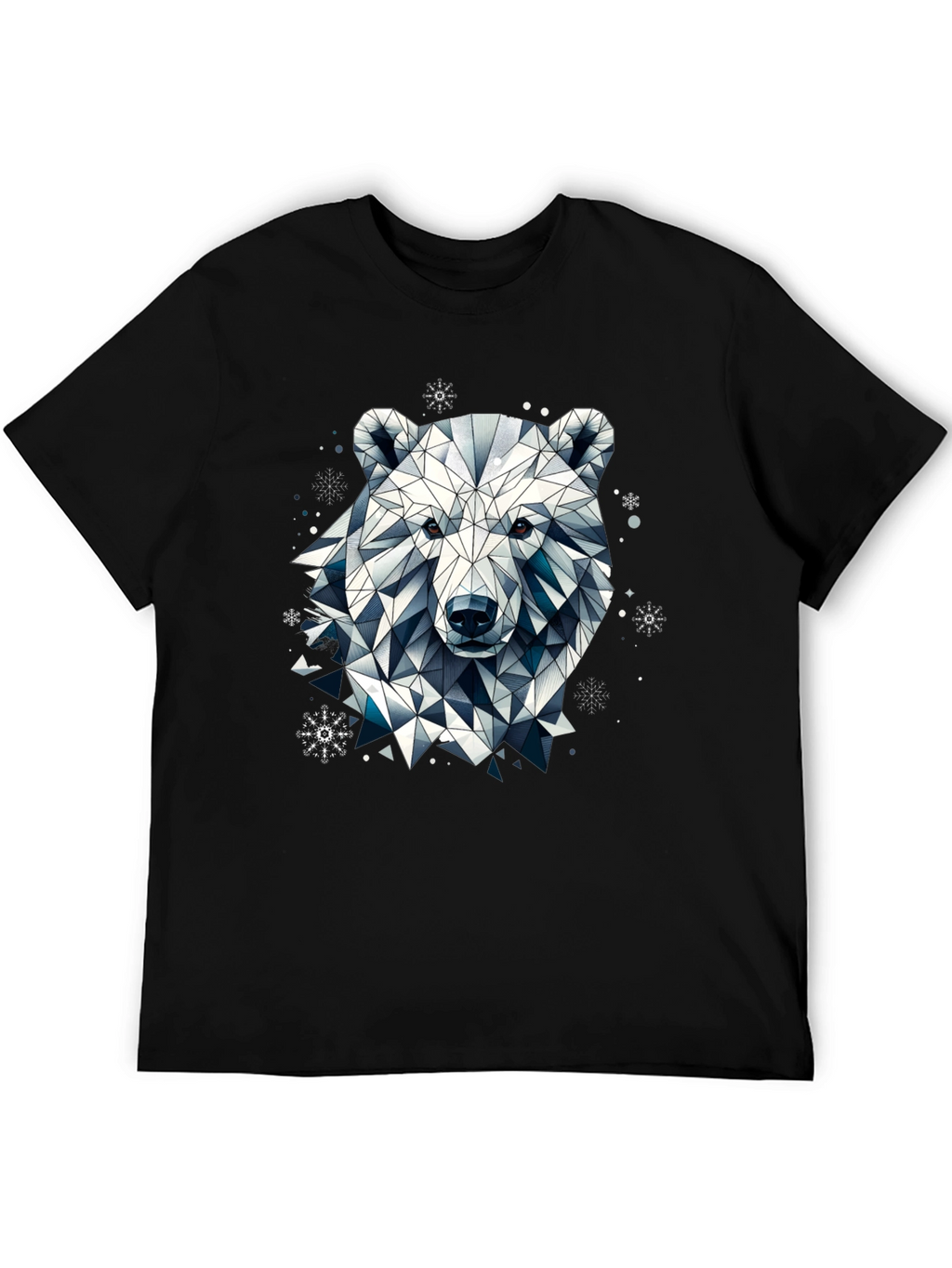 Geometric Polar Bear Black T-Shirt