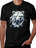 Geometric Polar Bear Black T-Shirt