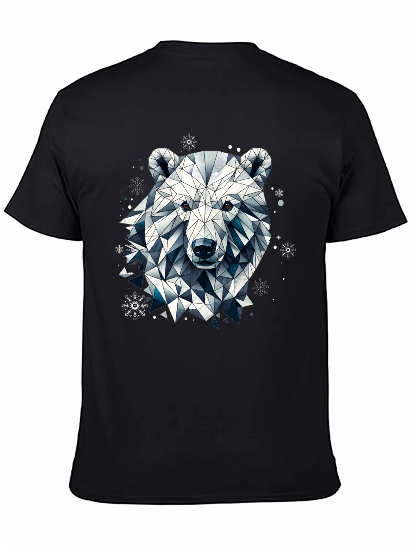 Geometric Polar Bear Black T-Shirt