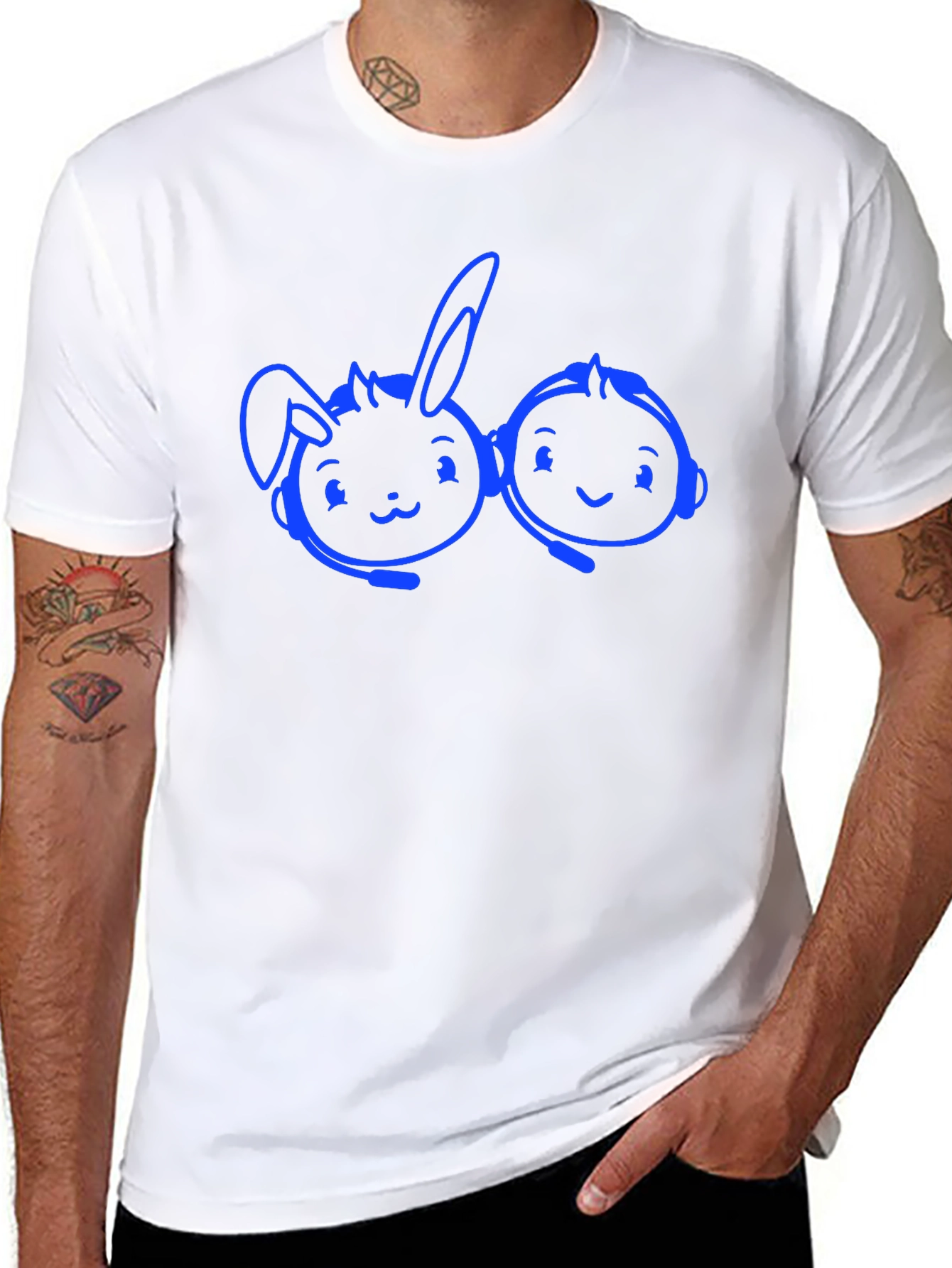 Cartoon Gaming Duo T-Shirt - Black