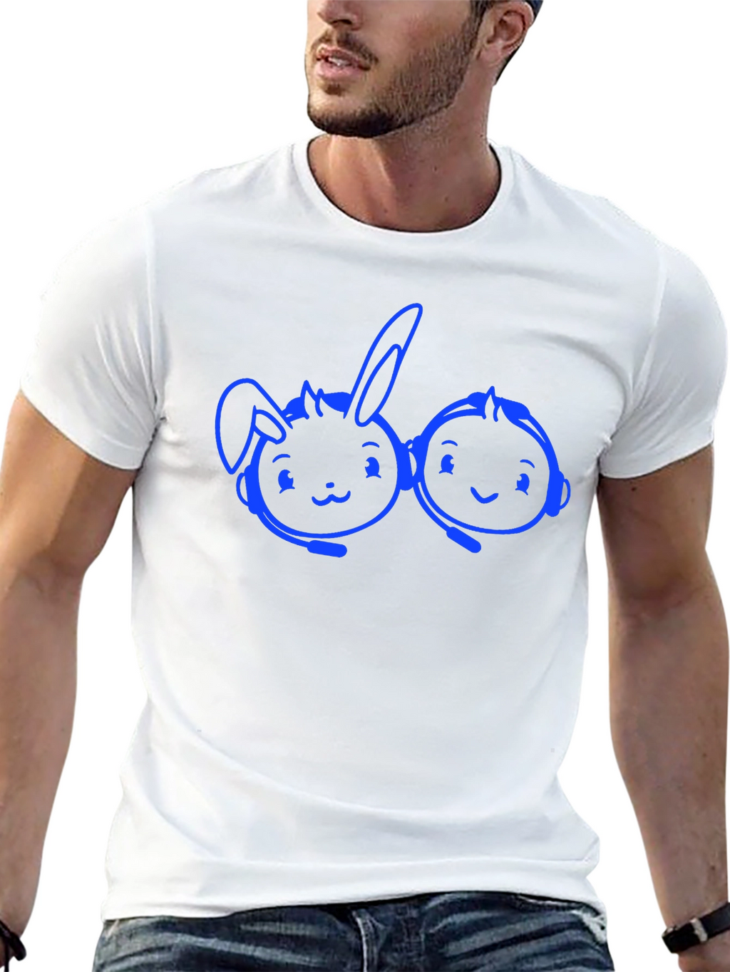 Cartoon Gaming Duo T-Shirt - Black
