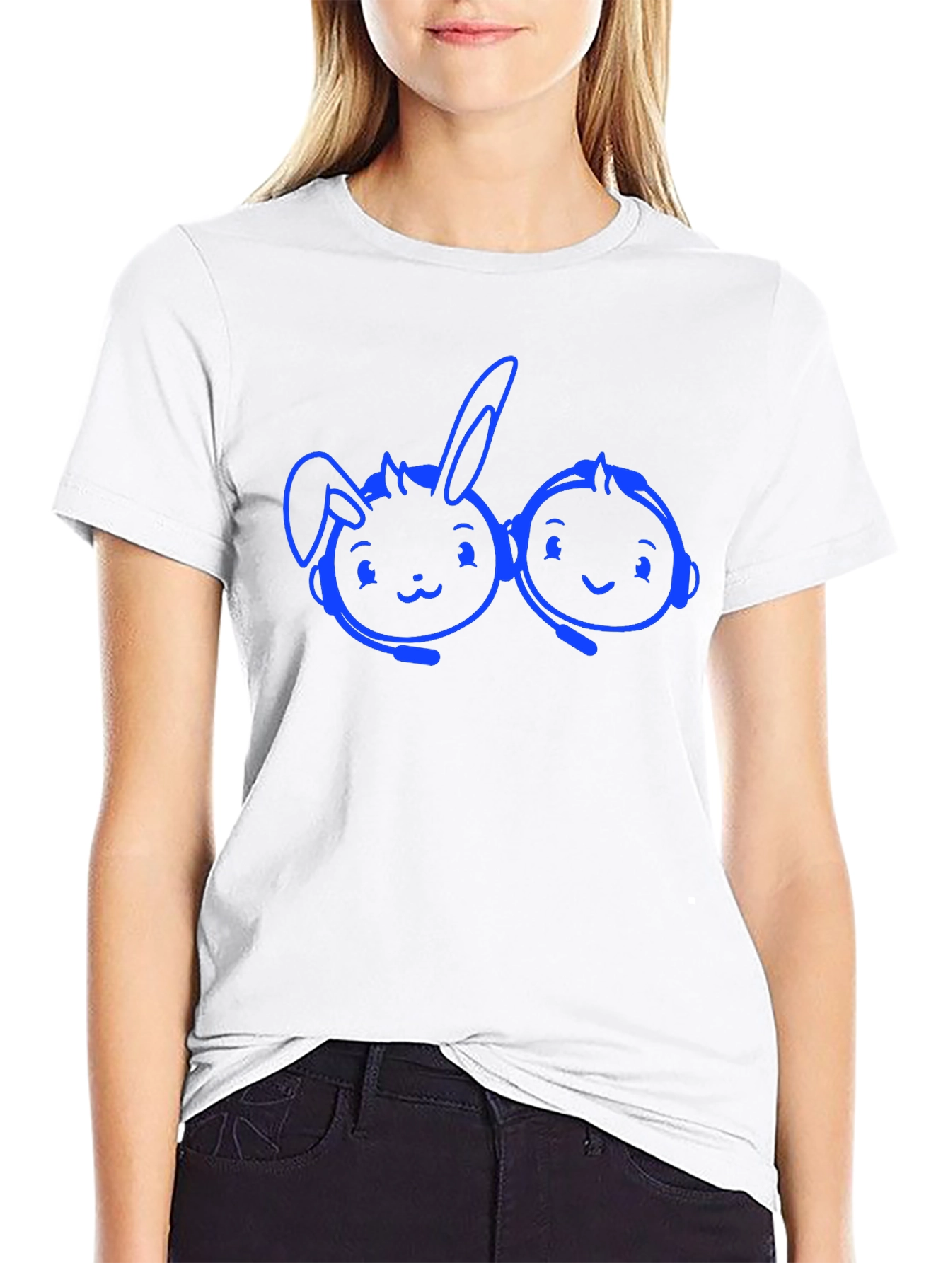 Cartoon Gaming Duo T-Shirt - Black