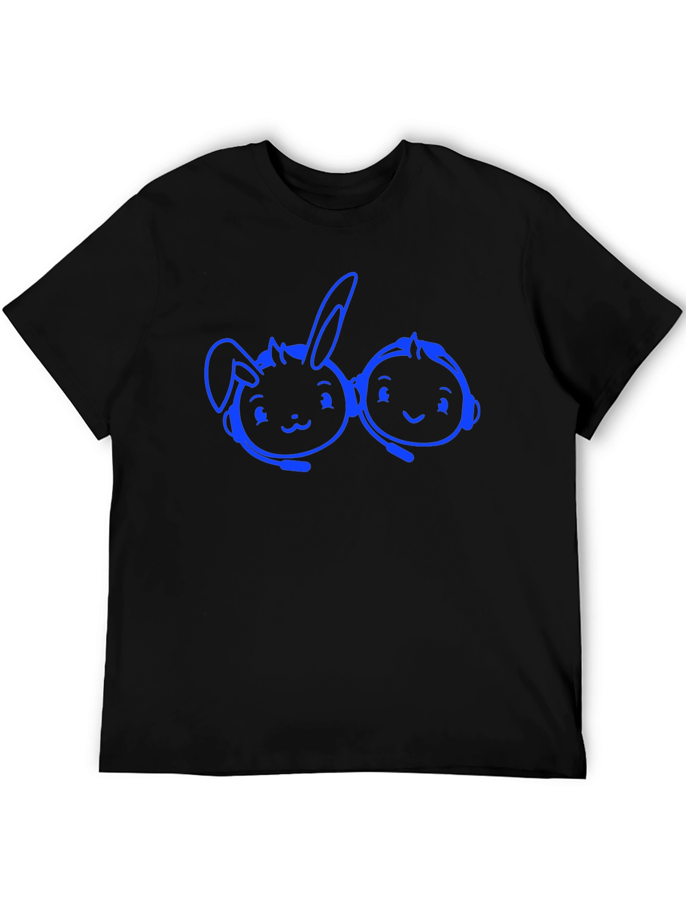 Cartoon Gaming Duo T-Shirt - Black
