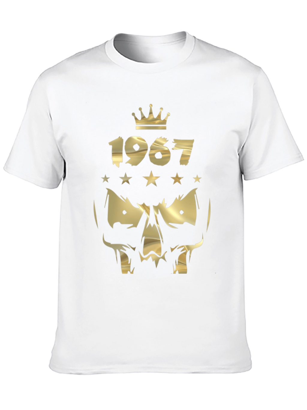 Gold 1967 Crown Skull Graphic Black T-Shirt