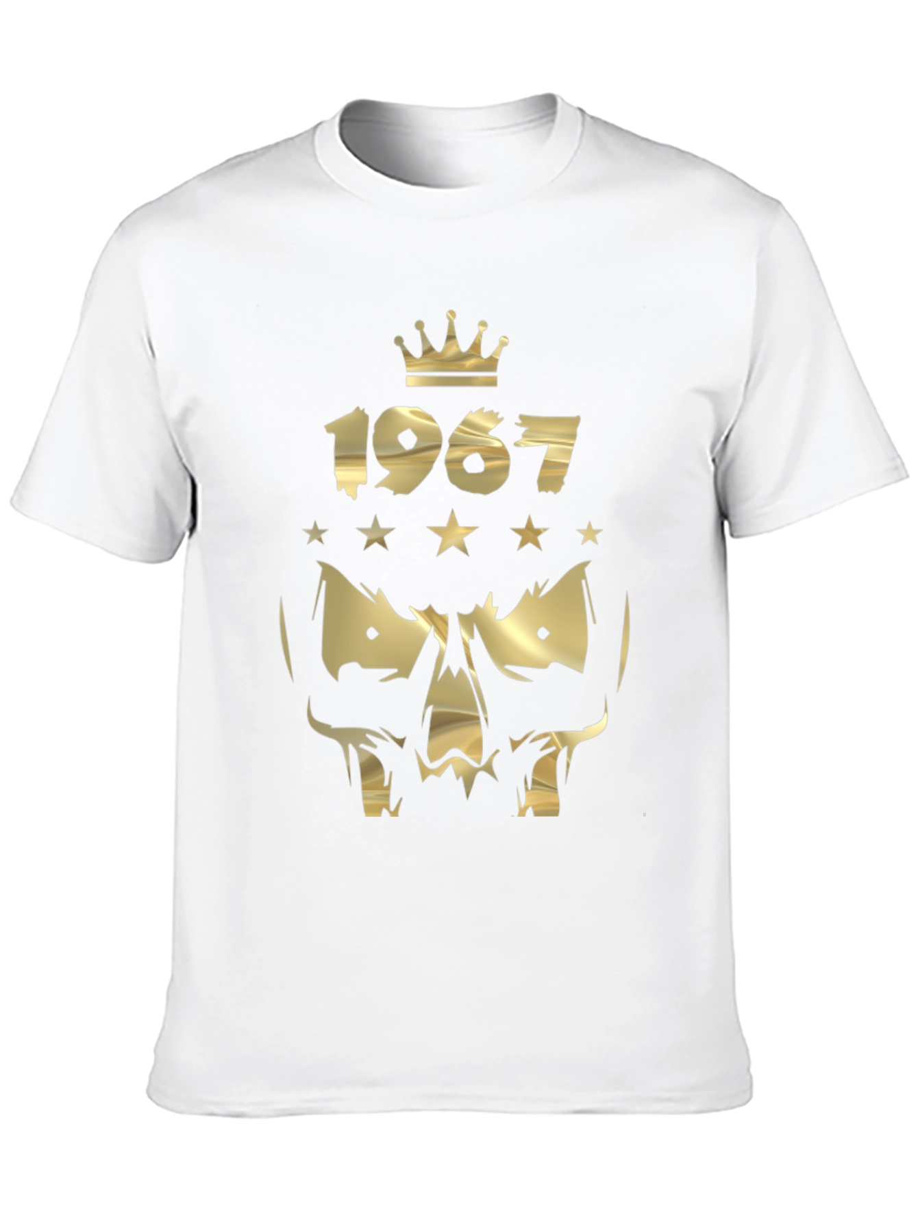 Gold 1967 Crown Skull Graphic Black T-Shirt