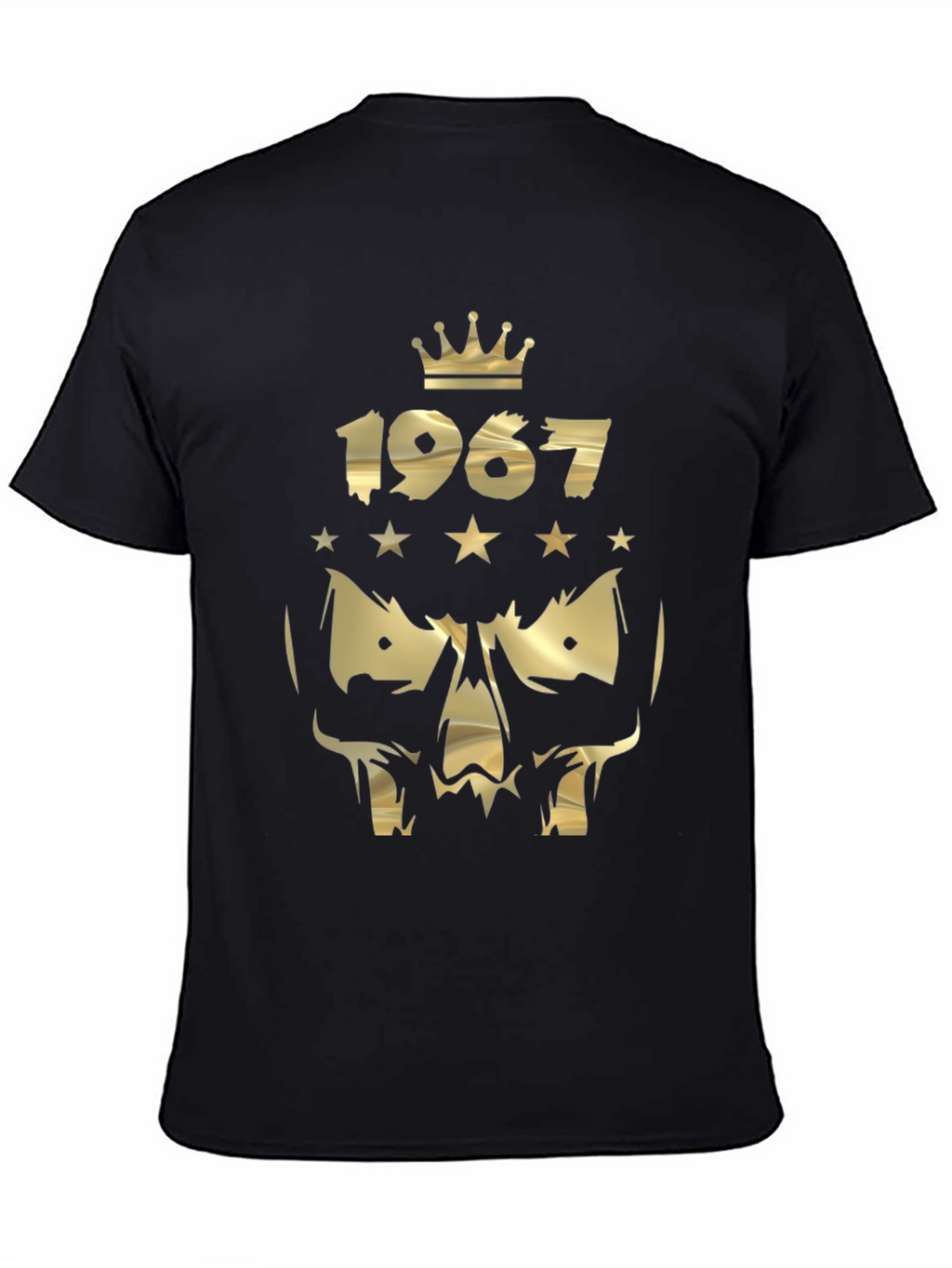 Gold 1967 Crown Skull Graphic Black T-Shirt