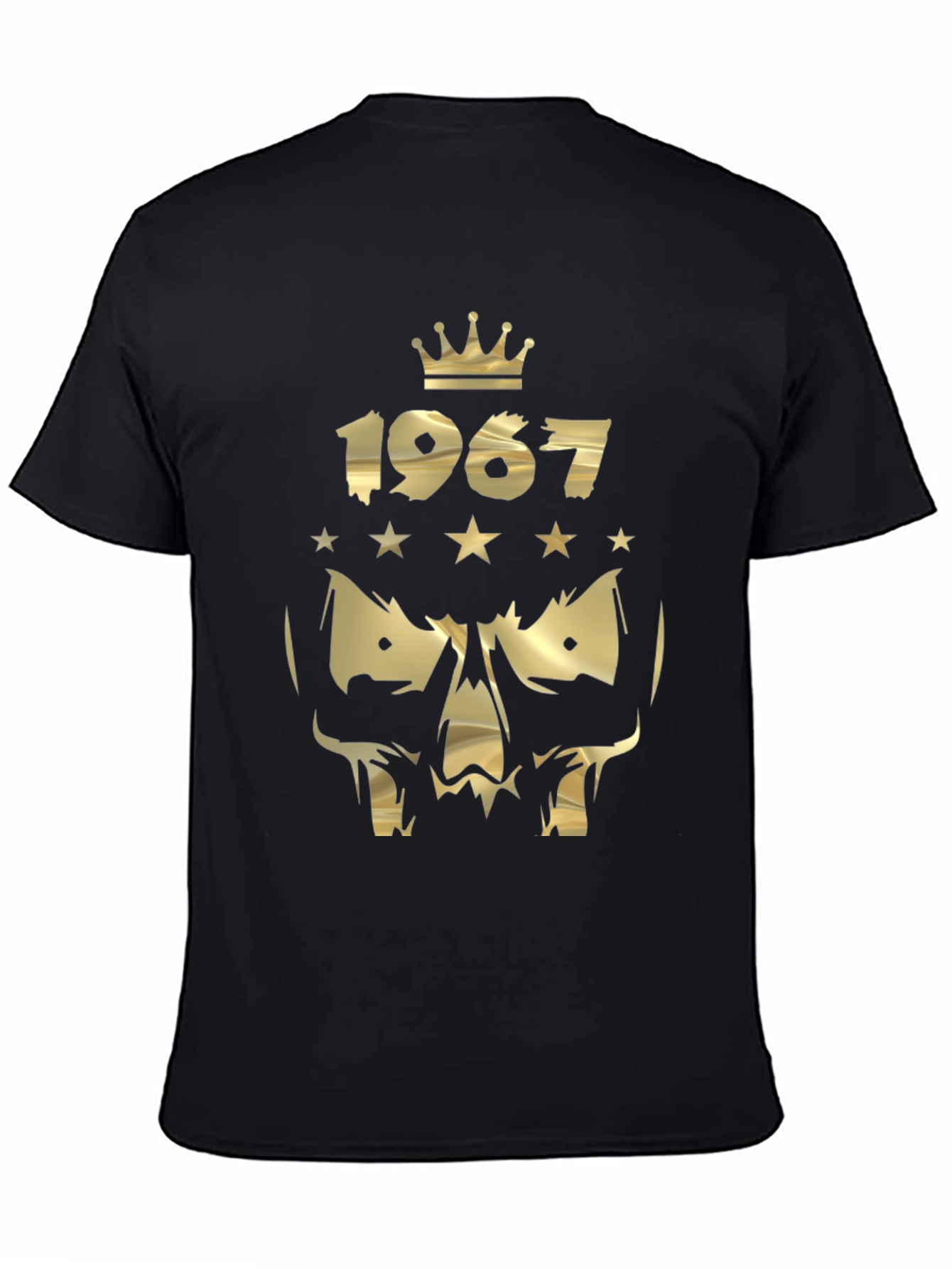 Gold 1967 Crown Skull Graphic Black T-Shirt