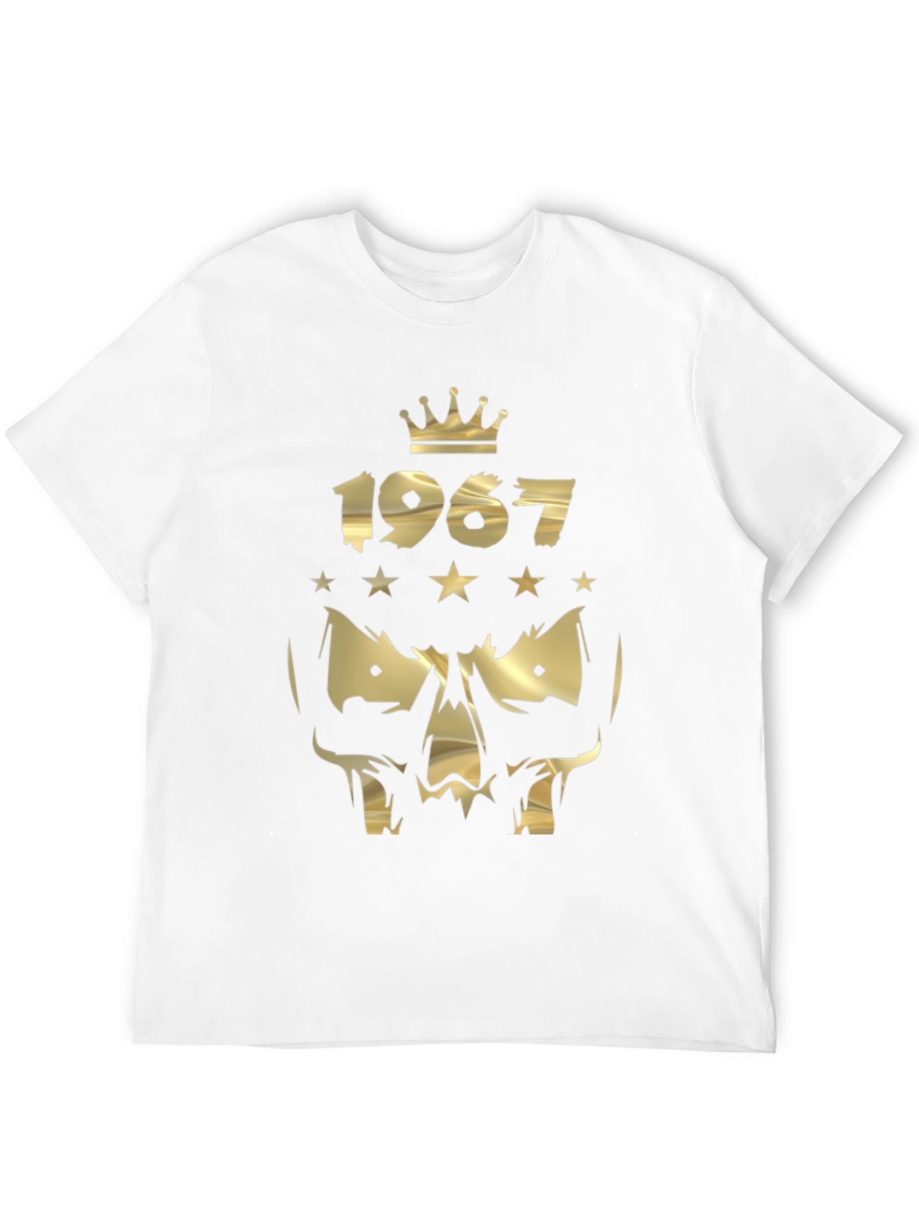 Gold 1967 Crown Skull Graphic Black T-Shirt