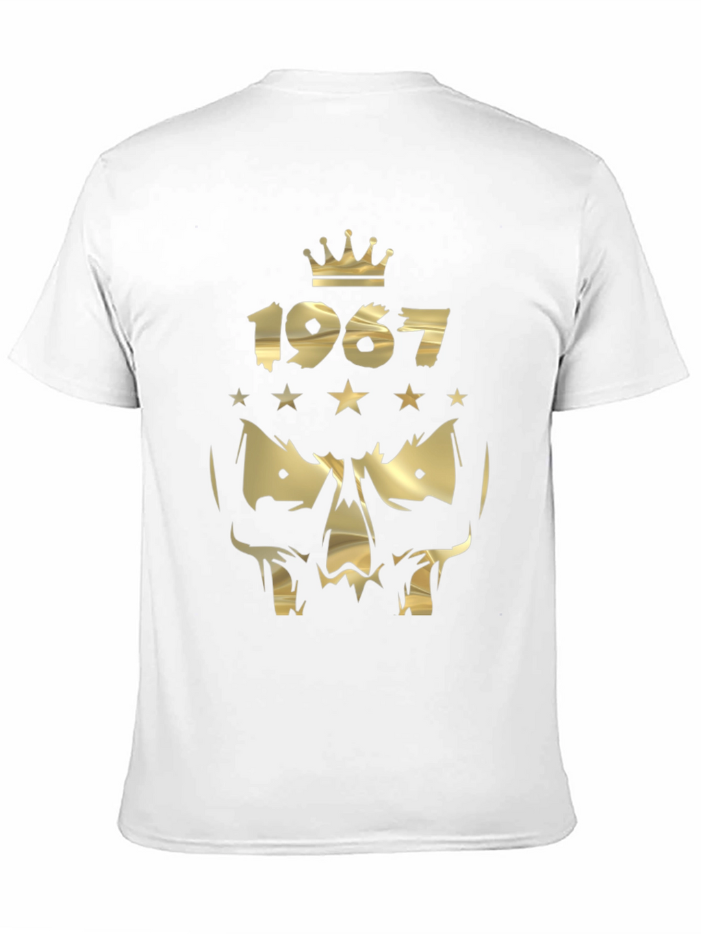Gold 1967 Crown Skull Graphic Black T-Shirt