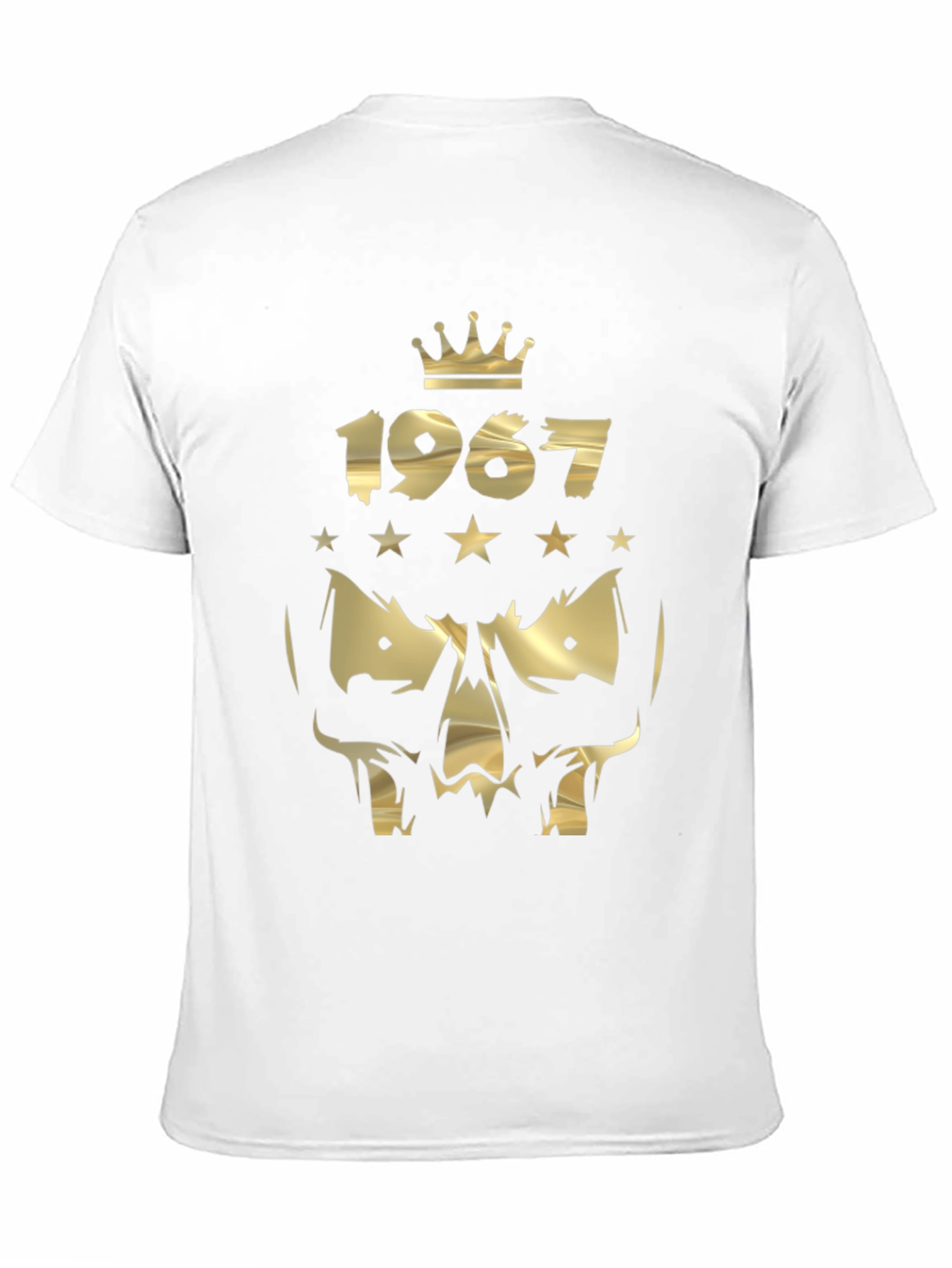 Gold 1967 Crown Skull Graphic Black T-Shirt